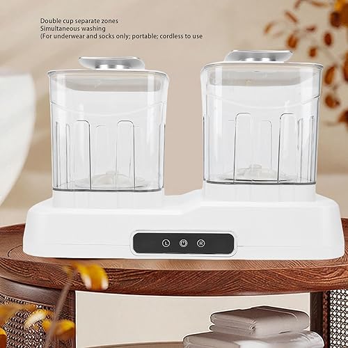 Miniatura 4 de Lavadora de ropa interior, diseño de bañera doble independiente, 360, lavado completo, mini lavadora de lavandería, 2 modos de limpieza, lavadora