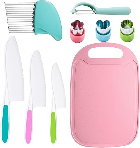 Juego de 9 cuchillos para niños, cuchillos seguros para niños, herramientas de cocina Montessori para niños pequeños, juegos de cocina para niños,