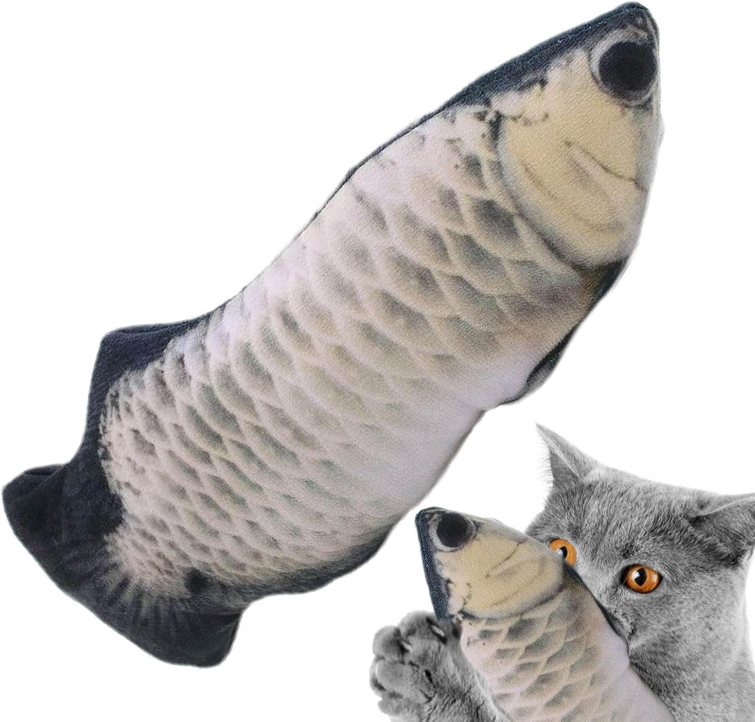 Tumotsit Cat Fish Toy Electric Floppy Fish Cat Toy with Catnip Pouch