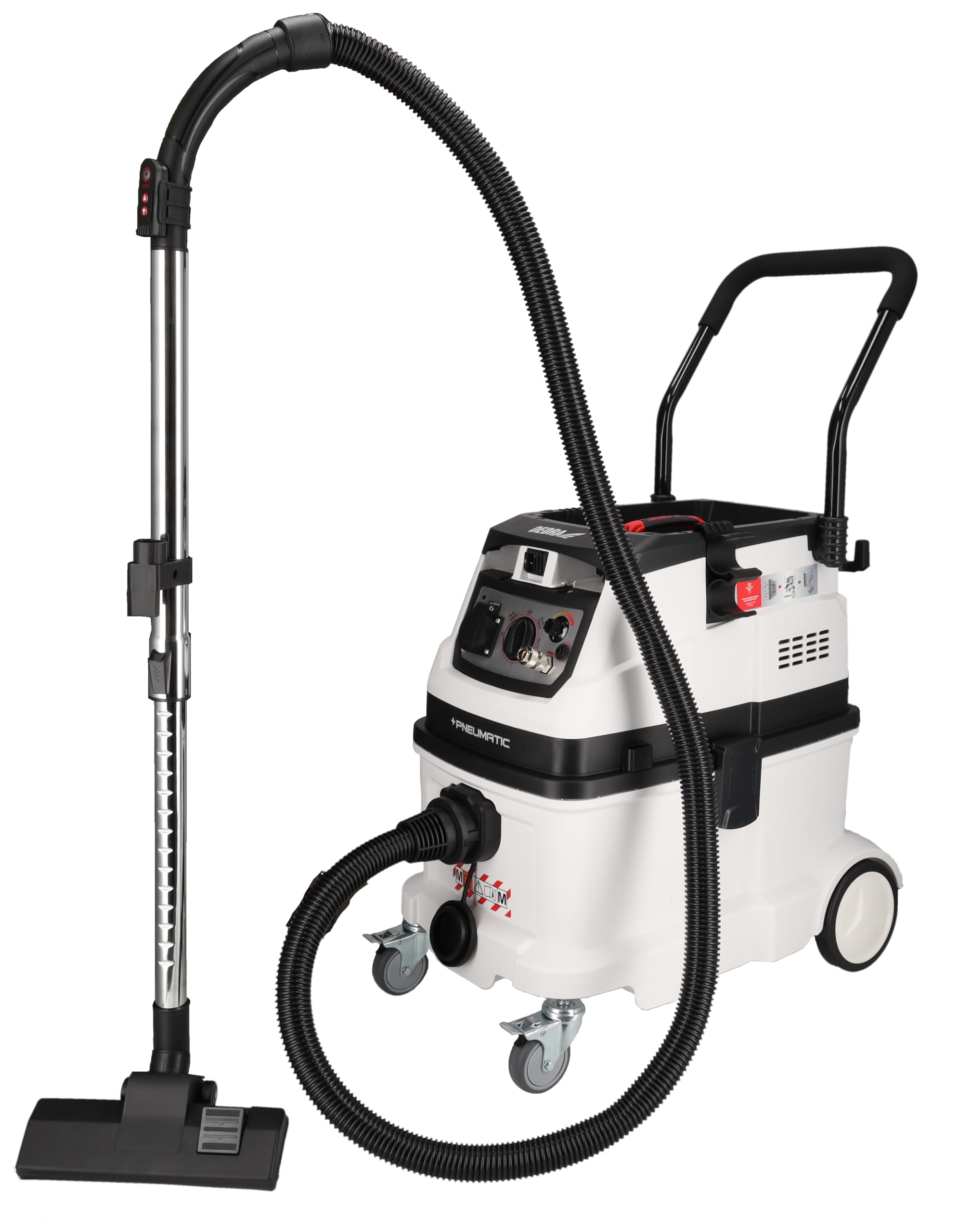 Dedra Aspirapolvere industriale con pulizia automatica del filtro e sistema di compressore e aria compressa collegabile, classe filtrante M, peso 17,4 kg, potenza di aspirazione 24 kPa, contenitore 40