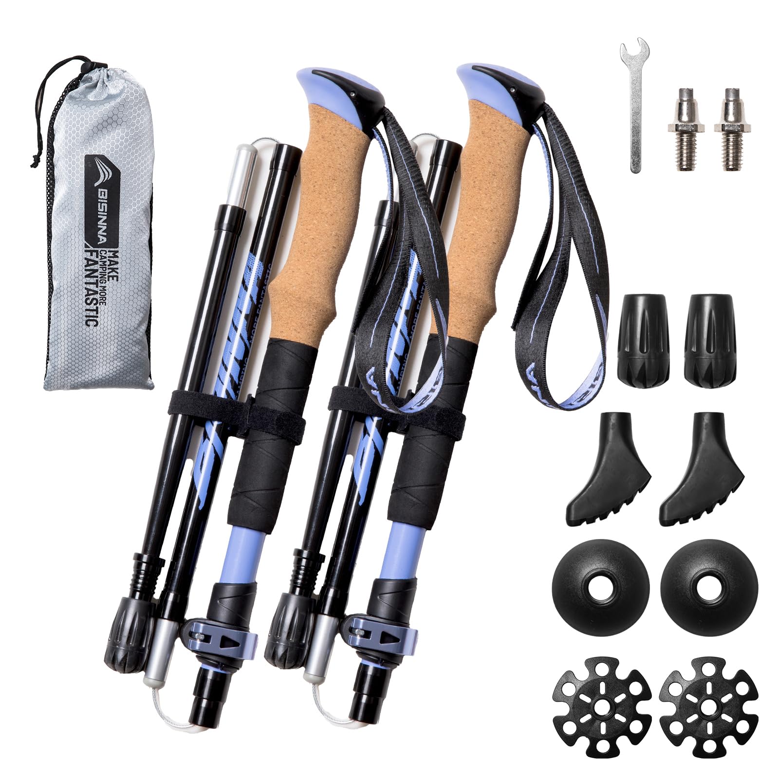 BISINNA Trekking Poles 7075 Aluminium Collapsible, Adjustable, Lightweight