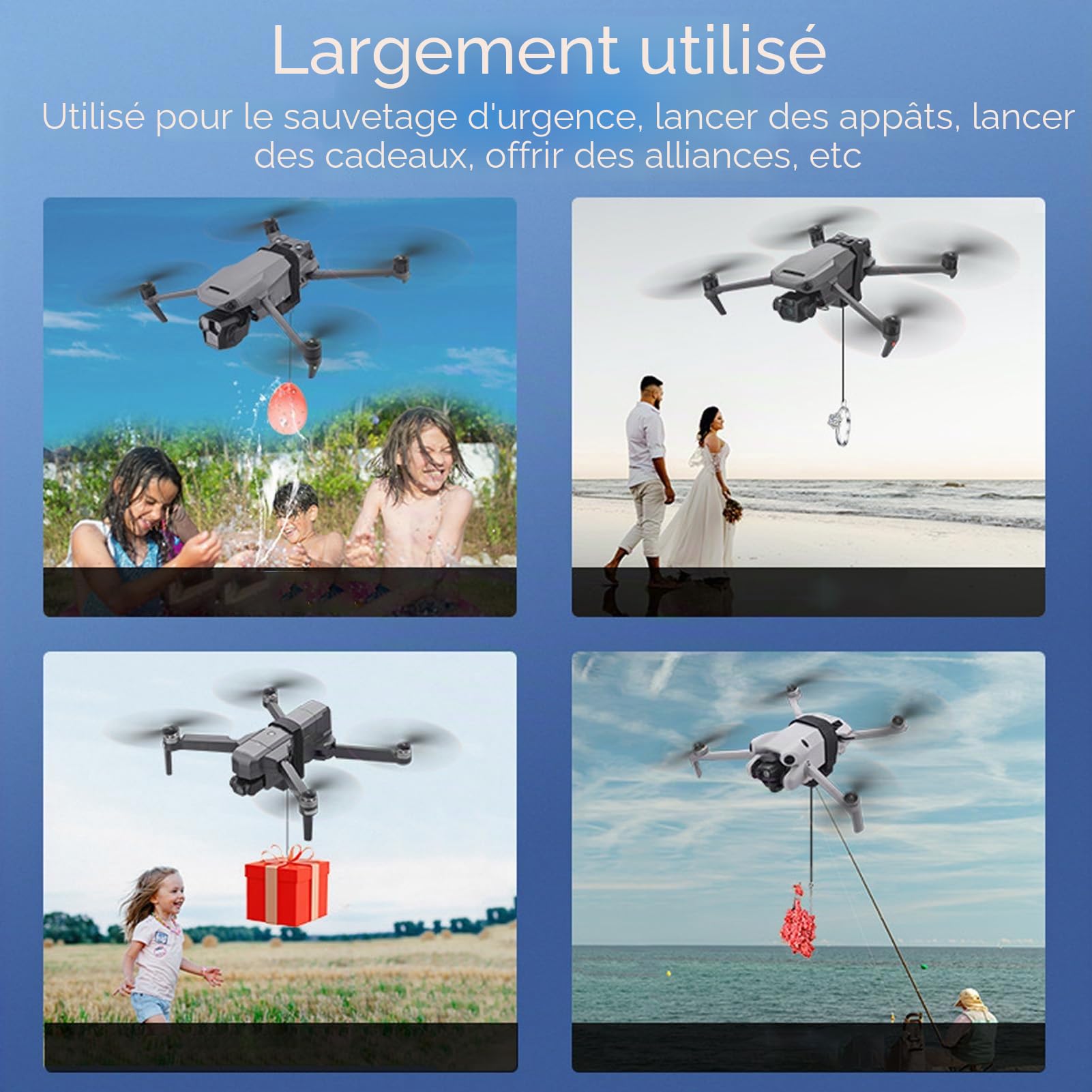 Alomejor Système de Largage d'air pour Drone RC, de 1kg, avec Portée à Distance de 500m, ABS Léger pour 3 Pro
