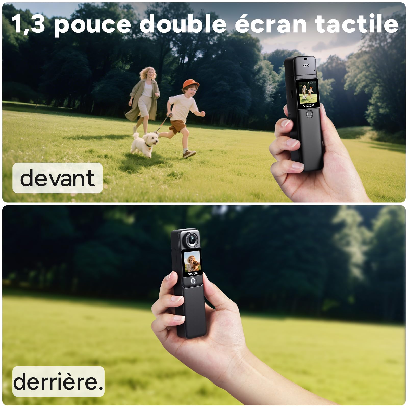 SJCAM C300 Camera Vlog 4K,460 Min d'Autonomie,Double Écran Tactile,Caméra Sport Aquatique,Stabilisation 6 Axes,Idéale pour Vlog,Voyages,Activités Extérieures,Kit avec Accessoires,Noir (64G)