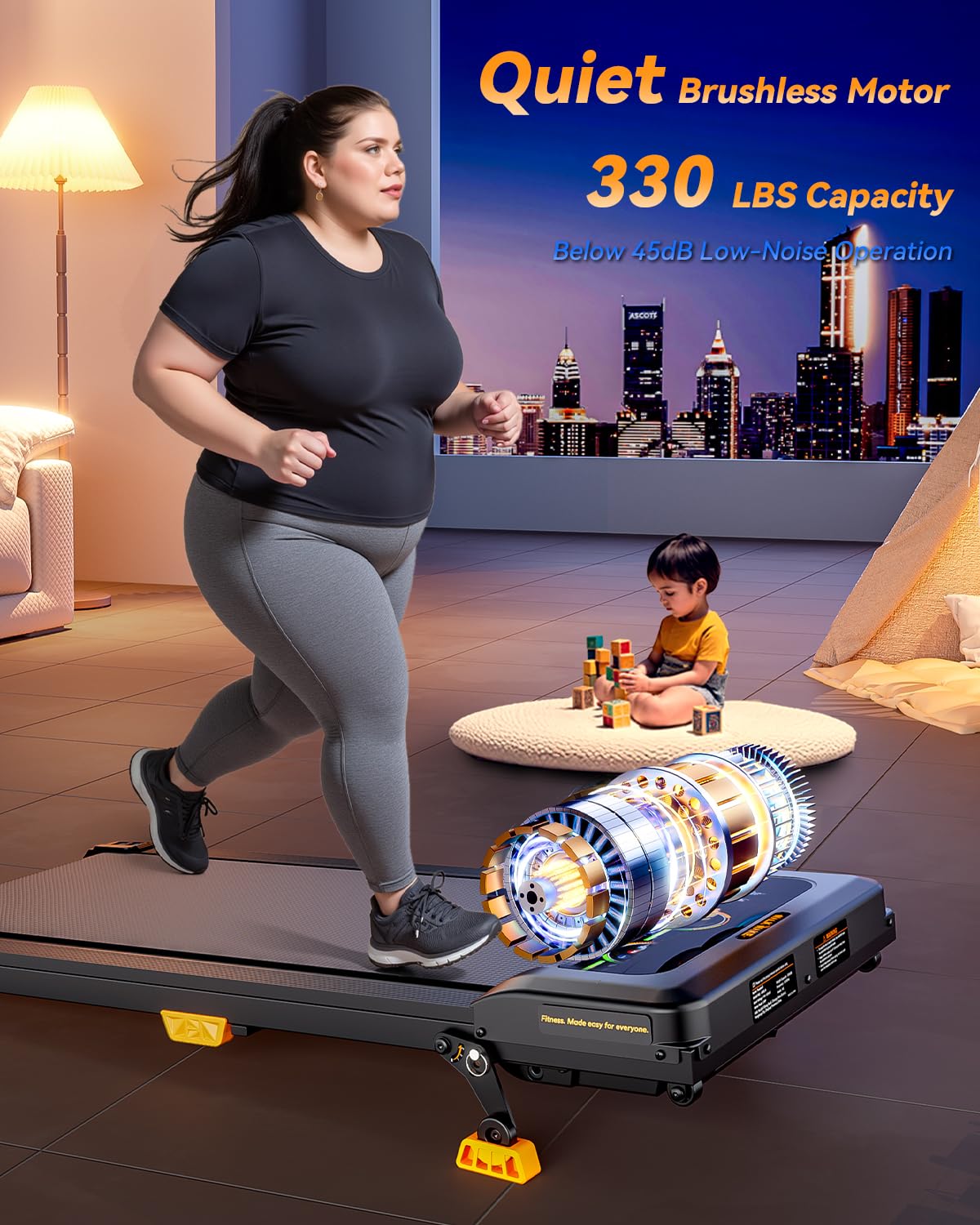 Tapis De Course WALK WAKE Avec Inclinaison Réglable – Compact, Moteur 2,5HP, écran LED, Télécommande, 1-6 Km/h, Max 150 Kg