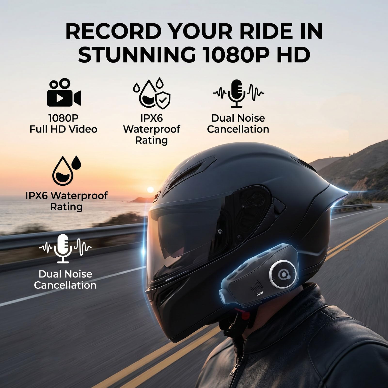XUMIUZIY Grabador de Vídeo Bluetooth para Motocicleta con Tarjeta de