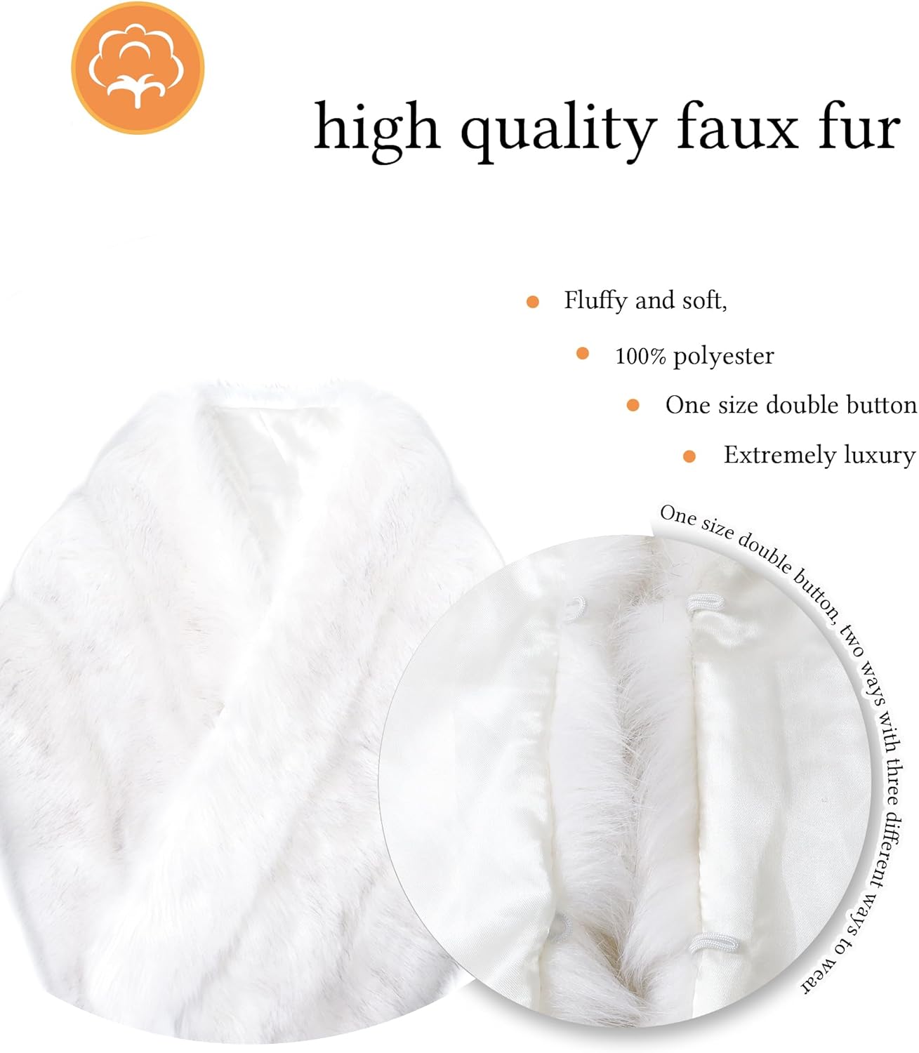 LA CARRIE Women Wedding Faux Fur Long Shawl Bridal Cape Party Stole Winter Scarf Soft Cover Up Shrug Gown Wrap - Image 3