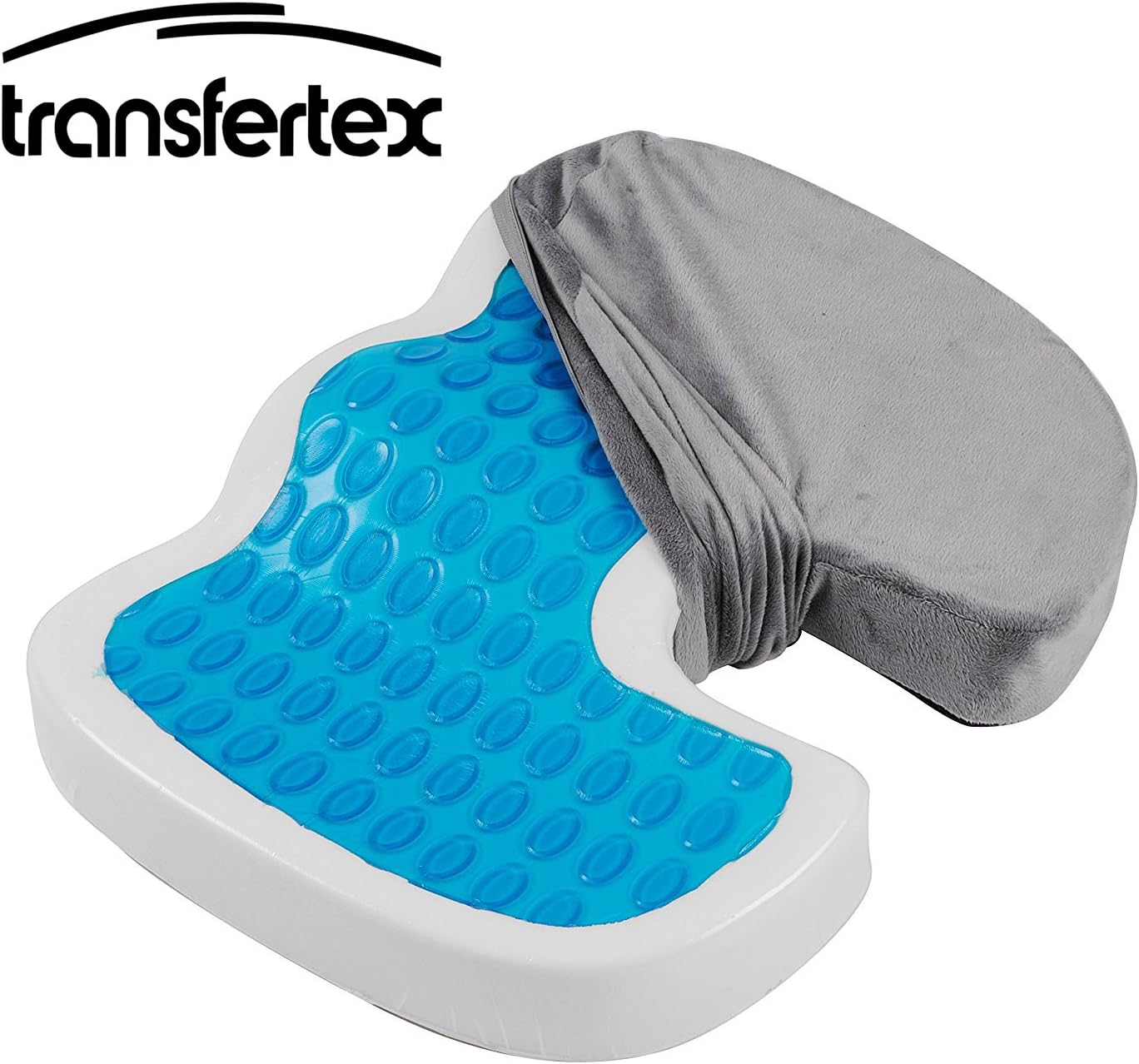 Gel-Enhanced Seat Cushion with Memory Foam Non-Slip Coccyx Grey Covered Office Wheelchair Car Use