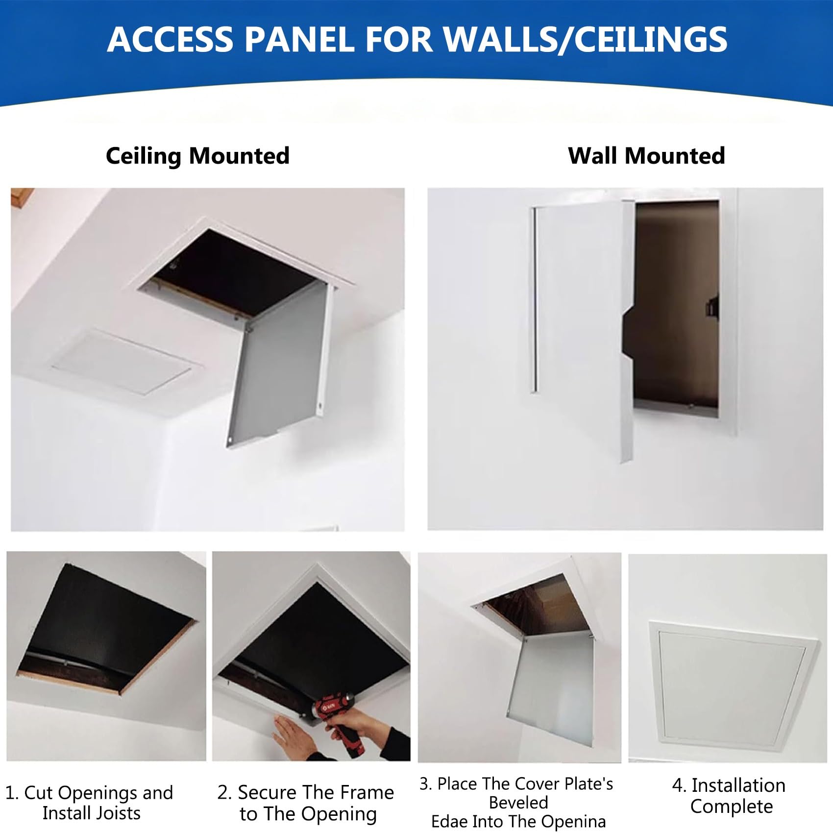 Botola di Accesso al Soffitto Bianca, Piastra per Fori in Cartongesso | Sportello Ispezione Sportello di Accesso Idraulico per Doccia, Idrorepellente, Apertura a Pressione(80x65cm/31x26in)