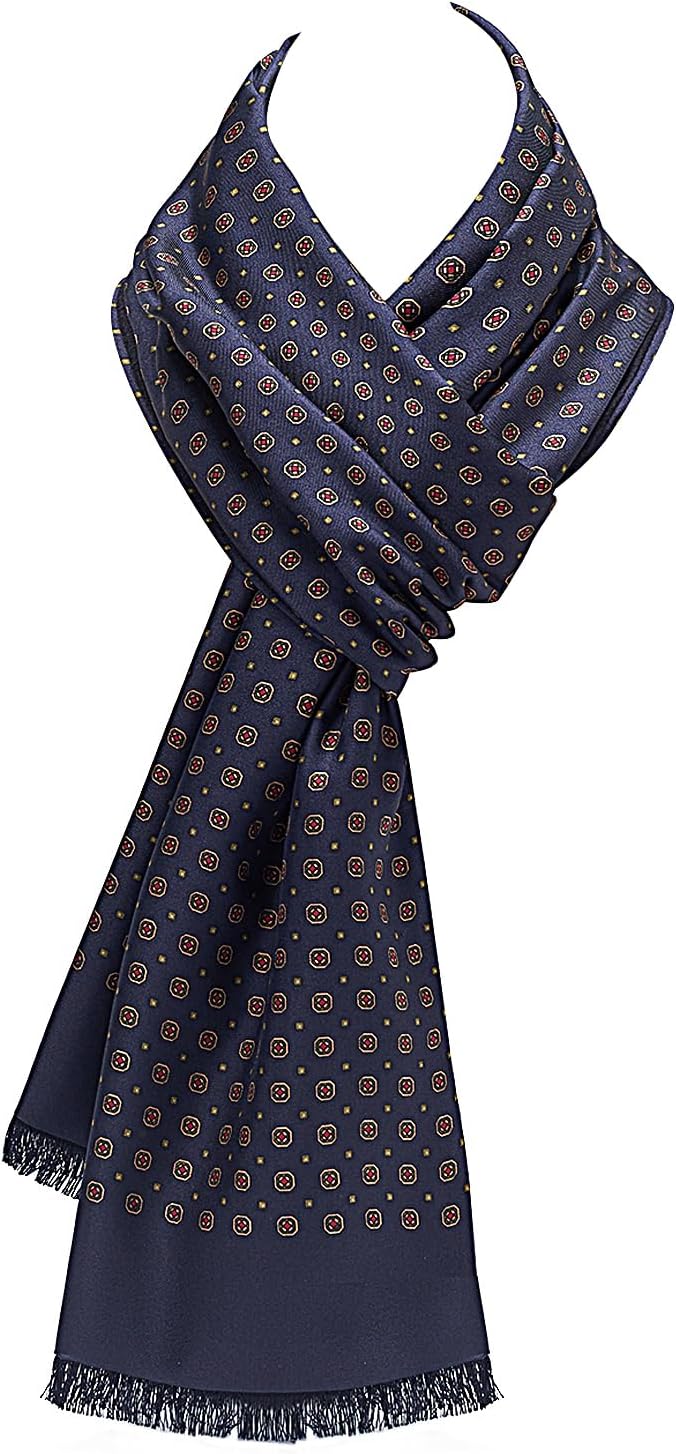 Luxury Silk Brushed Scarf for Men, Men's Mulberry Silk Scarves 14"x69", Exquisite craftsmanship, Gift Packaging