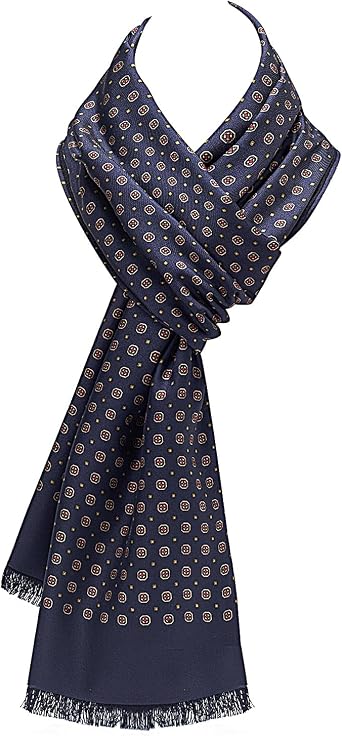 Mens Double-Sided Brushed Silk Scarf, Mulberry Silk, 13" x 67" | Double-sided mulberry silk with a brushed finish for lightweight warmth, breathable comfort, and timeless gentleman style.