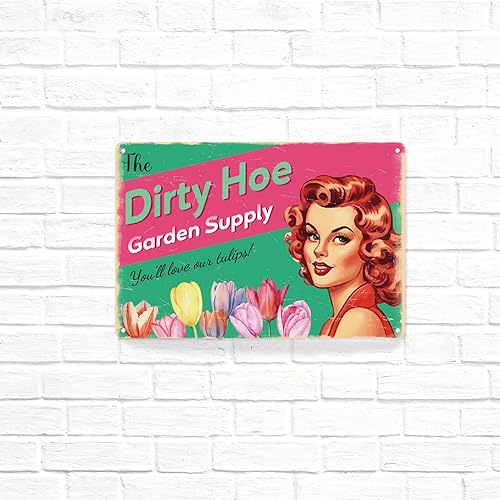 Miniatura 6 de Dirty Hoe Garden Supply - Letrero de metal retro con flores, tulipanes, colorido, para jardín, arte, hogar, oficina, sala de estar, bar, cafetería,