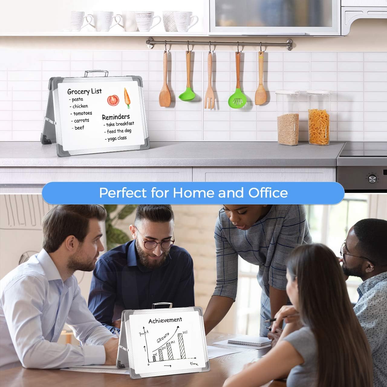 RIOFLY Small Dry Erase Board - 16" x 12" Magnetic Double Sided Desktop Whiteboard Portable Easel with Stand & Holder for Kids Drawing Teaching Memo Office Home White : Office Products