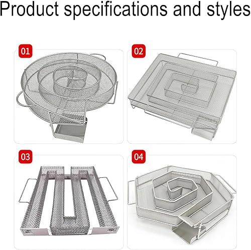 Miniatura 2 de Naysku Generador de humo frío, bandeja para ahumar pellets, ahumador de laberinto para frío, herramientas de cocina de parrilla de acero inoxidable