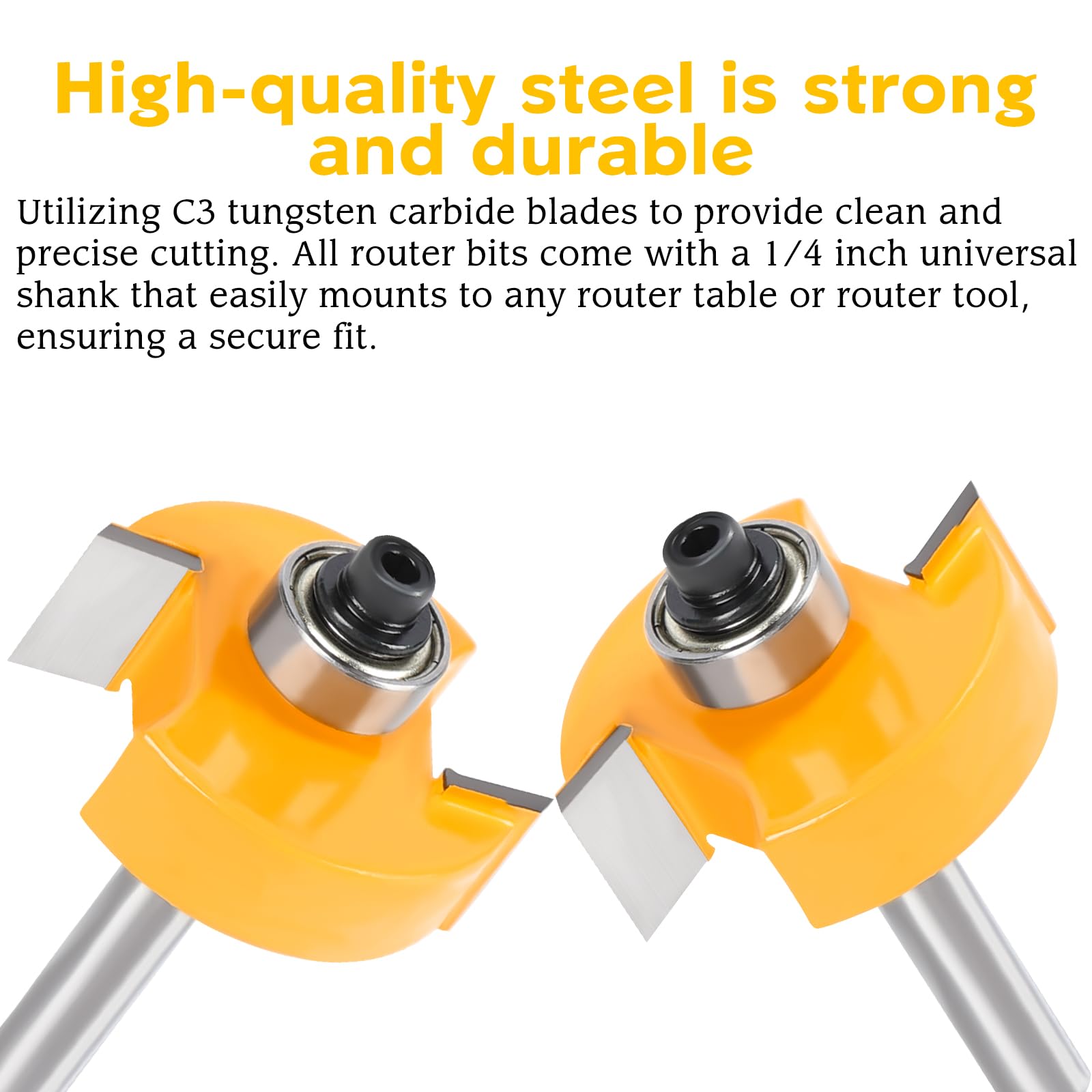 Rabbet Router Bit Set - 6 Bearings, Smooth Cuts -6