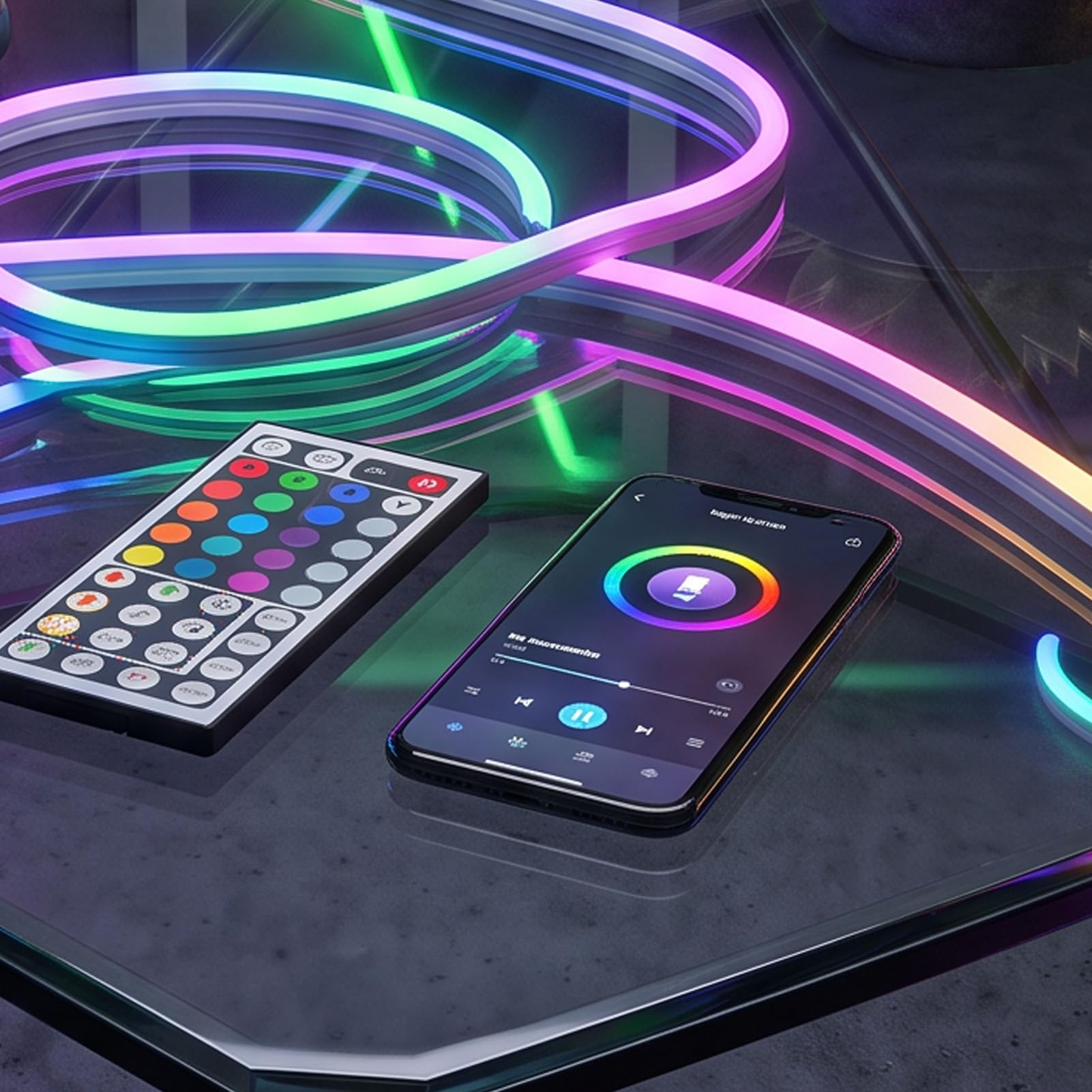 Flexible RGB LED Strip Lights mit Musik und Fernbedienung (10 m / 32,8 Fuß)