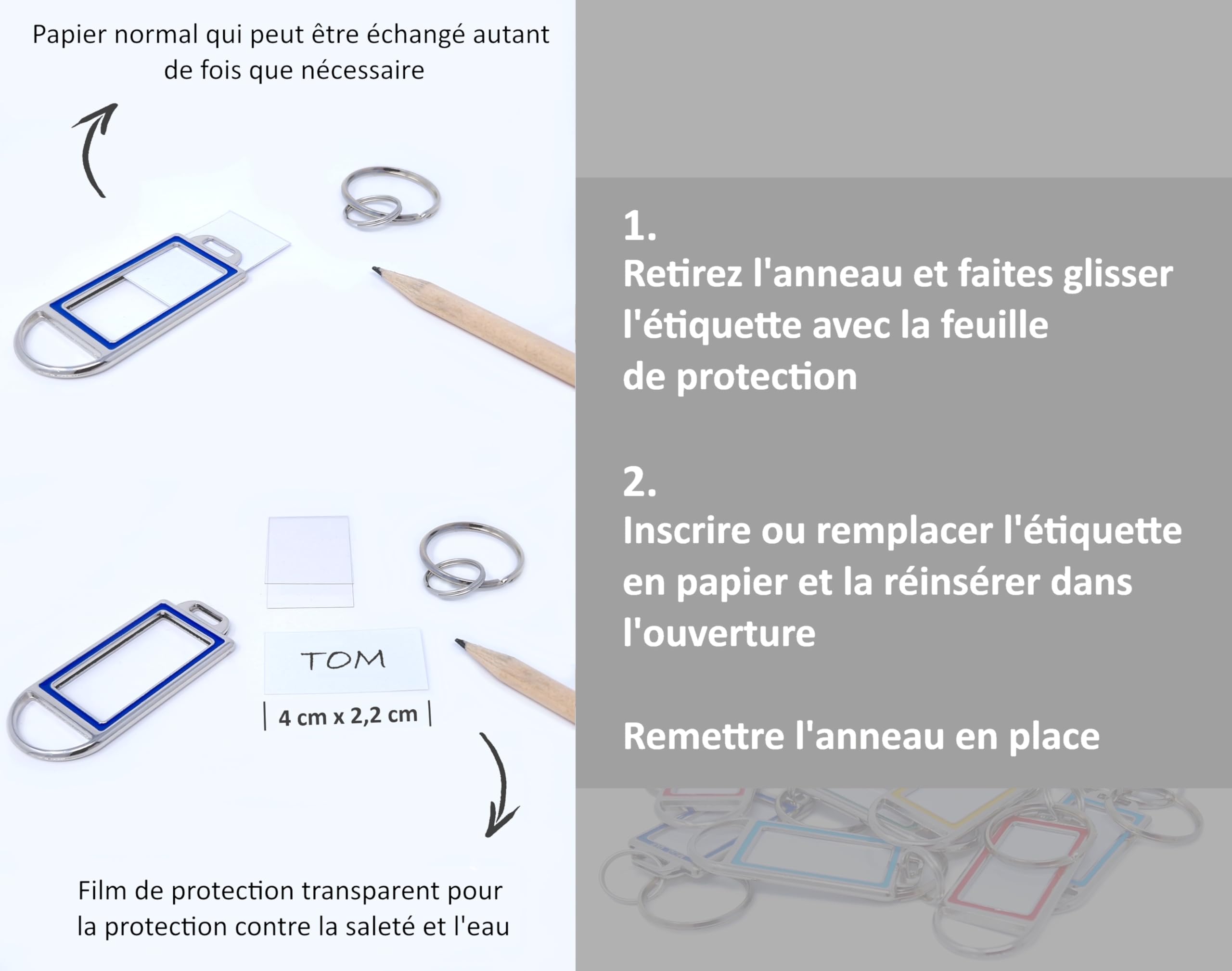 Porte-clés Métal Personnalisable Avec Étiquette Inscriptible - Super Solide Pour Clés, Bagages Et Animaux