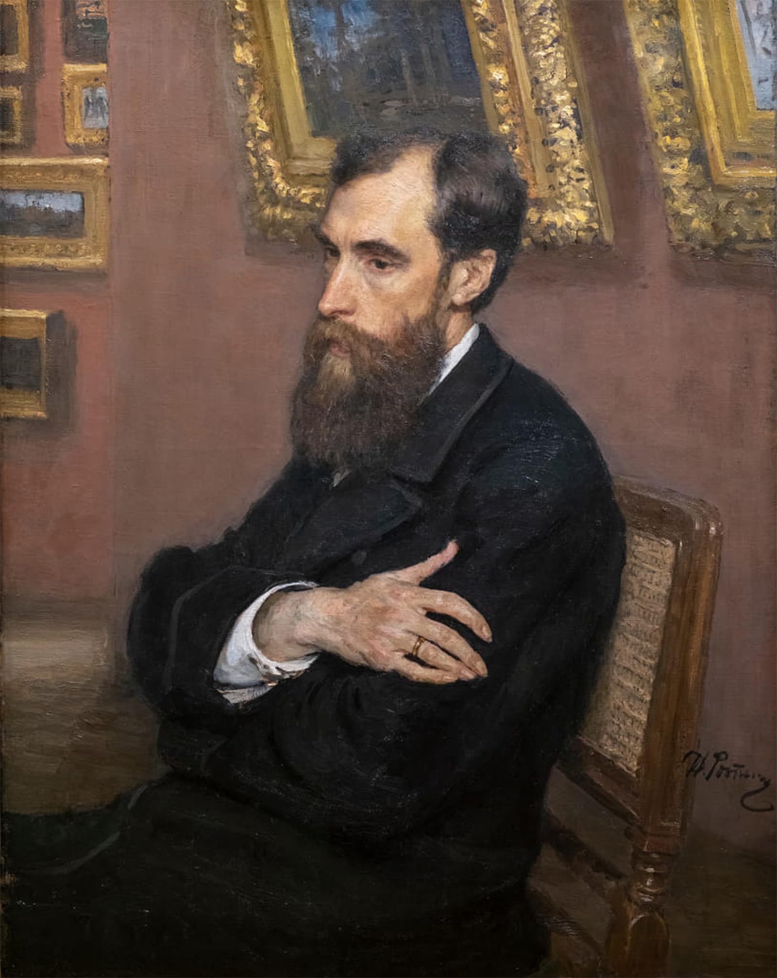 SERENDIPITP Vintage Wall Art Canvas Nordic Poster Canvas Print Picture Portrait of Pavel Mikhailovich Tretyakov by Ilya Efimovich Repin Wall Art Poster for Home Decor 60x90cm