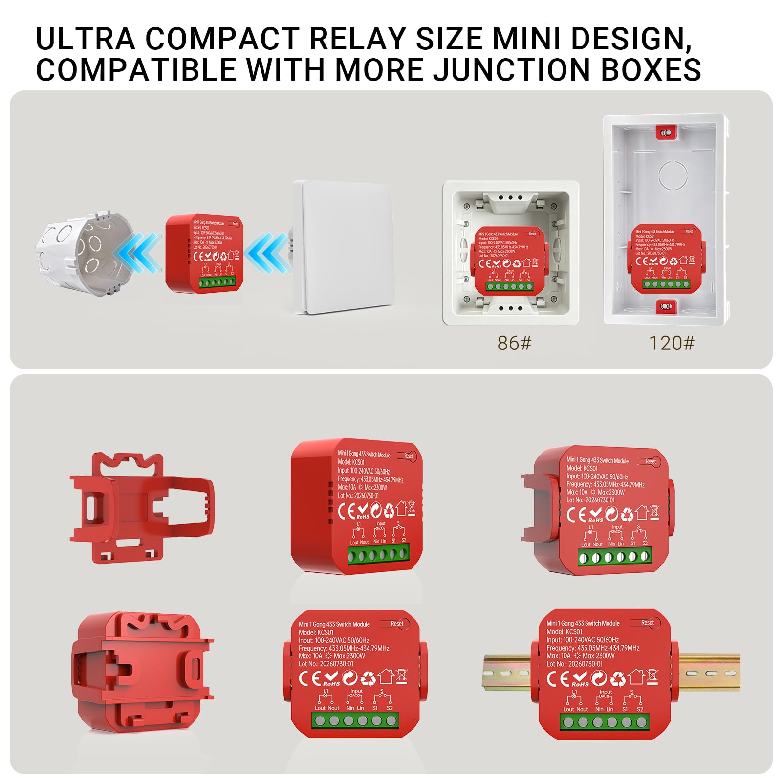 RF433 10A 230V Interrupteur sans fil sans pile avec émetteur et récepteur