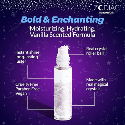 Miniatura 7 de Blossom Brillo de labios hidratante con aroma a vainilla con cristales, fabricado en Estados Unidos, 0.20 onzas líquidas, Libra