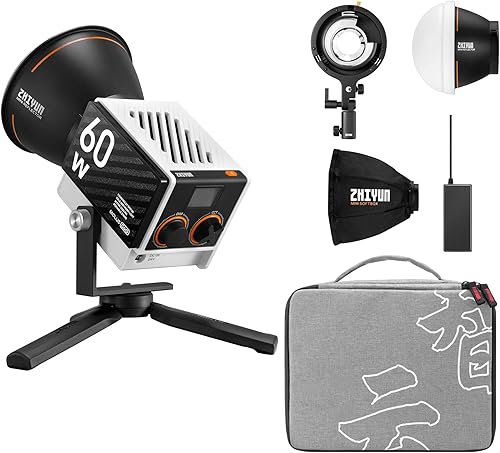 Zhiyun MOLUS G60 60W COB LED luz de video 2700K-6500K iluminación de fotografía bicolor, compatible con control de aplicación Bluetooth para