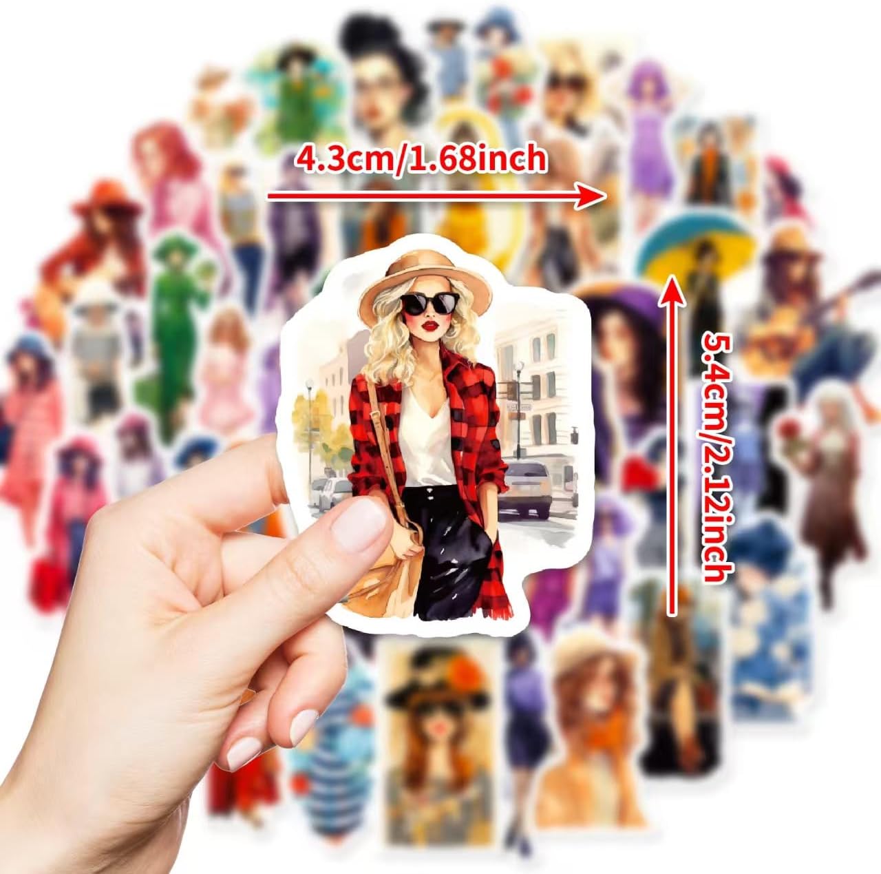 Vintage & Modern Fashion Women Sticker Pack - 50 Unique Waterproof Stickers with Stylish Female Outfit Designs, Perfect for Laptops, Phones, Gifts for Fashion Lovers image 2