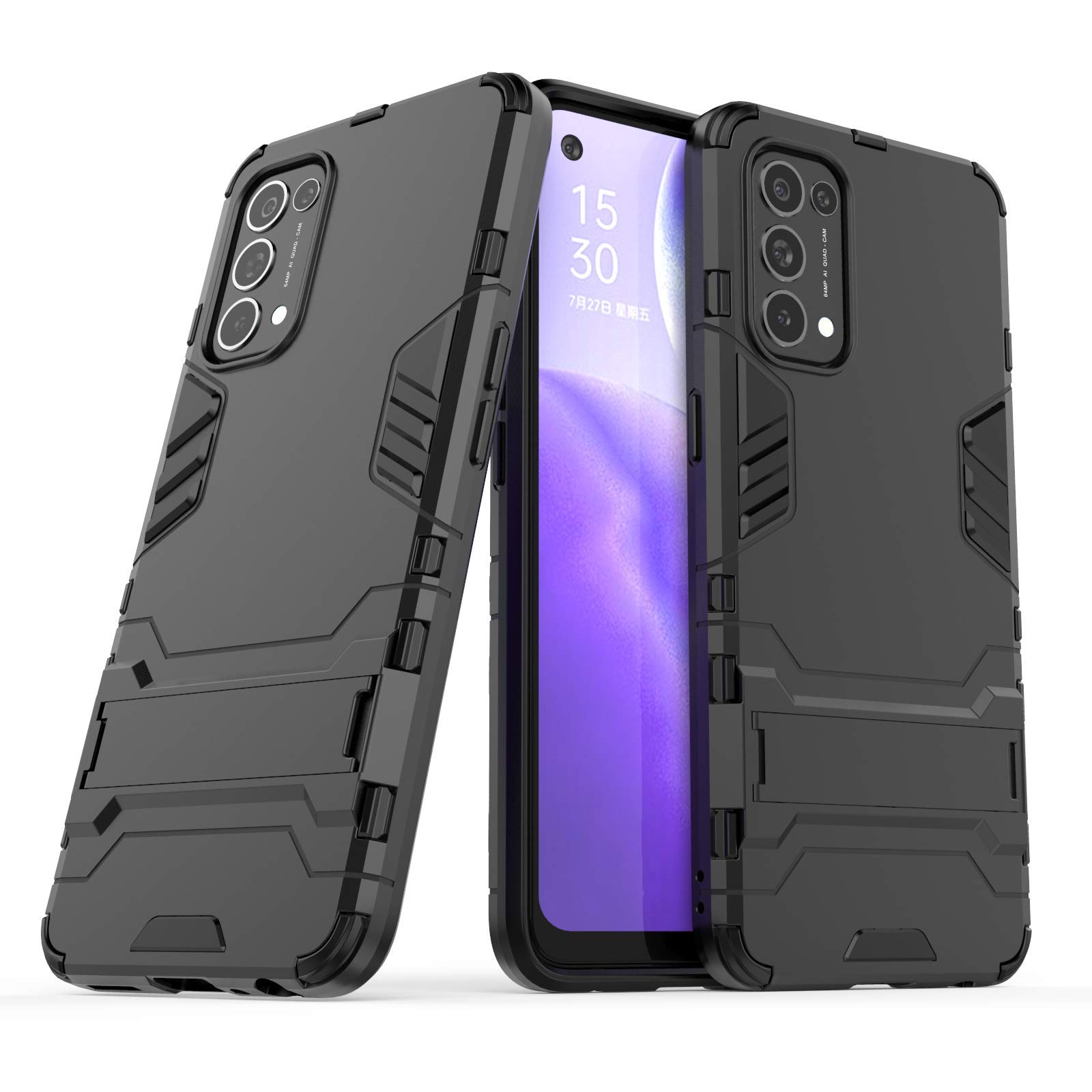 BAIDIYU Cover per Oppo Find X3 Neo Custodia, Assorbimento degli Urti, Staffa, Resistenza alla Caduta, Doppio Strato TPU + PC, Adatto per Oppo Find X3 Neo.(Blu