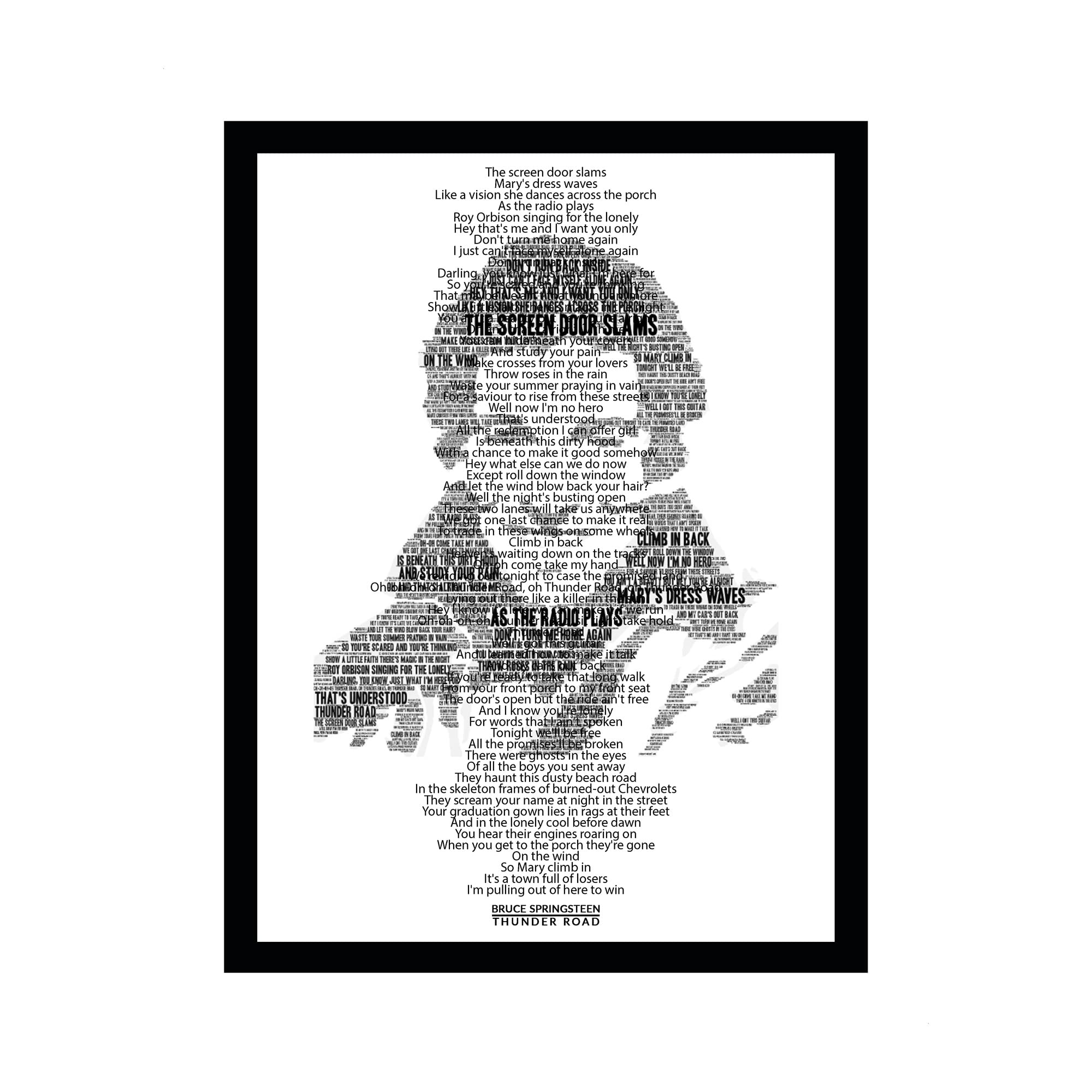 Thunder Road Song Lyric Wall Art Print – Classic Rock-Inspired Music Decor for Home, Living Room, or Studio – Vintage Nostalgic Rock Poster for Music Lovers (Typography, 11 x 14 inches)