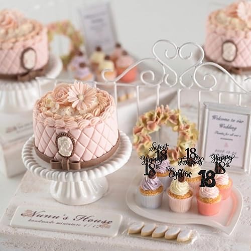 Miniatura 5 de Paquete de 30 adornos para cupcakes con purpurina de 18 años, 18, 18, 18 años, decoraciones para cupcakes, suministros de fiesta de aniversario,