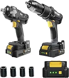 WAP Kit Parafusadeira e Furadeira + Chave de Impacto à Bateria 1/2' 21V K21-KT01, com Maleta, Torque 20 Níveis, Bivolt
