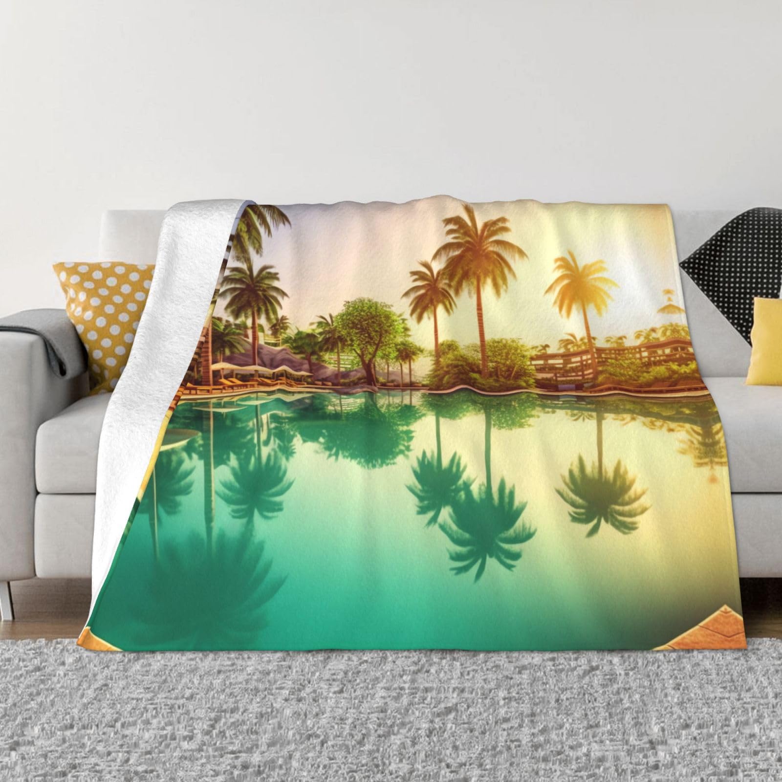 Couverture piscine d'hôtel polaire imprimée flanelle grand plaid pour lit et canapé