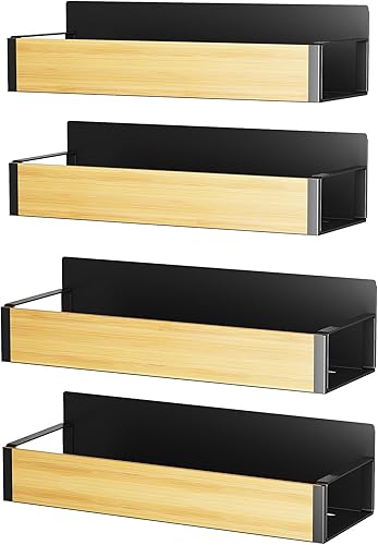 Miniatura 7 de Paquete de 234 estantes magnéticos para especias, metal negroblanco (bambú)