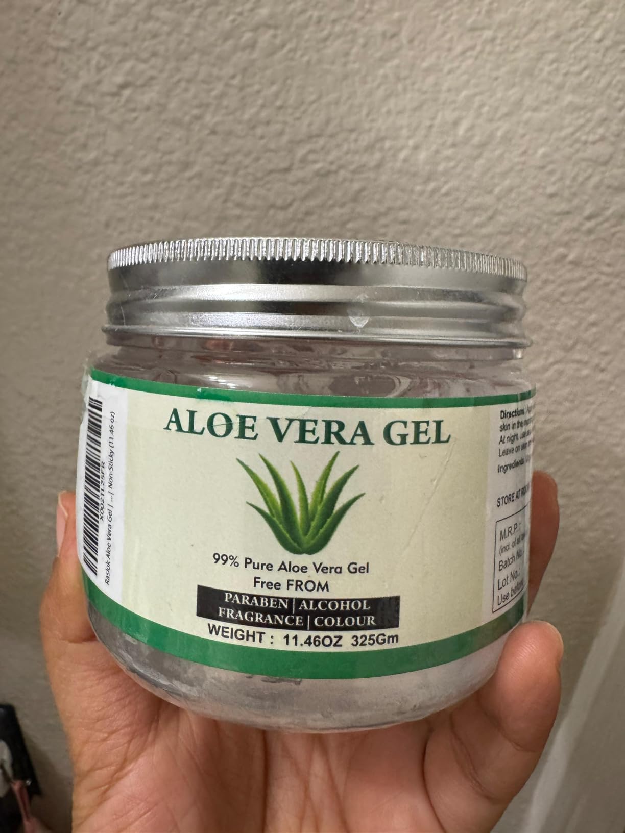 Raslok Aloe Vera Gel | 99% Pure Natural Aloe Gel | For Moisturizing Face Skin & Hair Care,Durable Moisturizing Hydrating Soothing | Non-Sticky (11.46 oz)