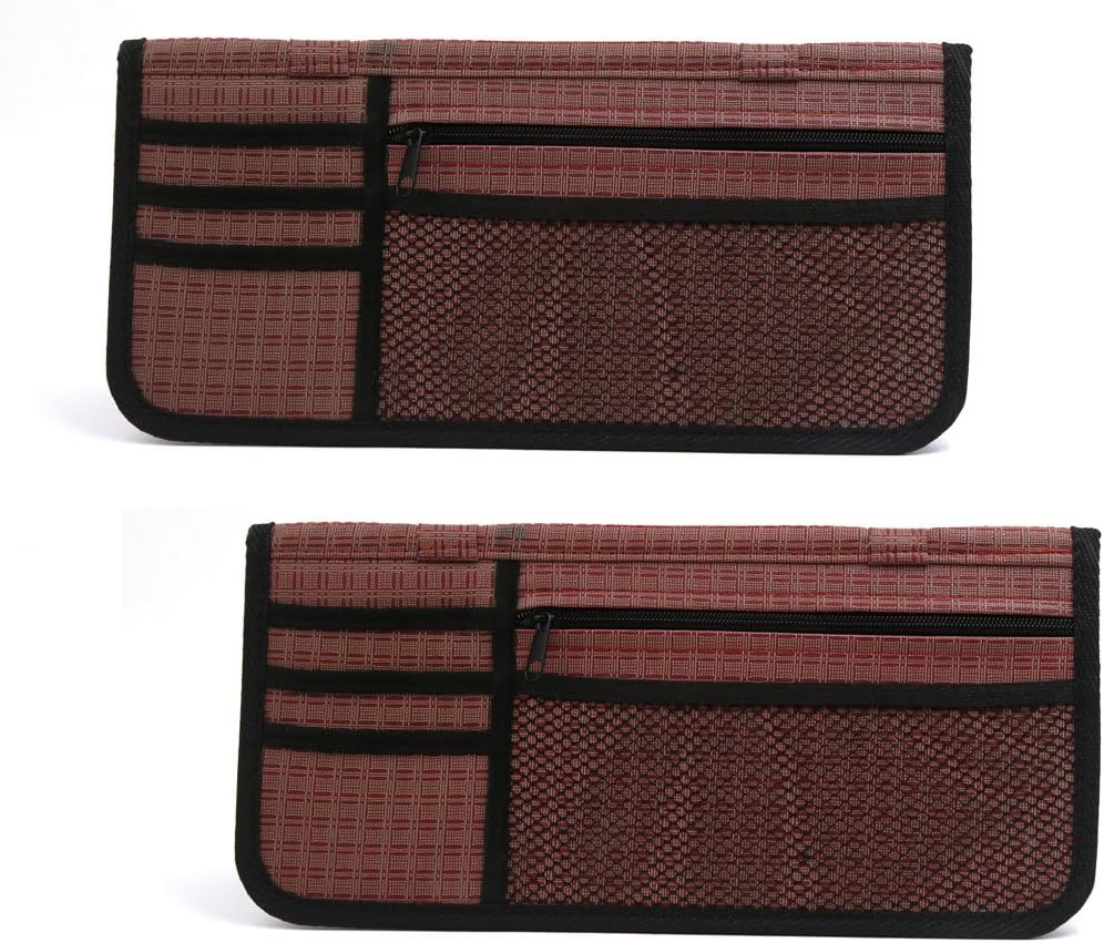 2Pcs Multi Pocket DVD Sun Visor Storage Organizer Holder Case Fuchsia for Car (id: 635 BDC 78f 333 1b8