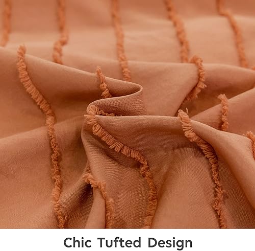 Miniatura 5 de JELLYMONI Funda de edredón reversible color blanco y óxido tamaño King  Juego de funda de edredón de microfibra copetuda de 3 piezas, funda de