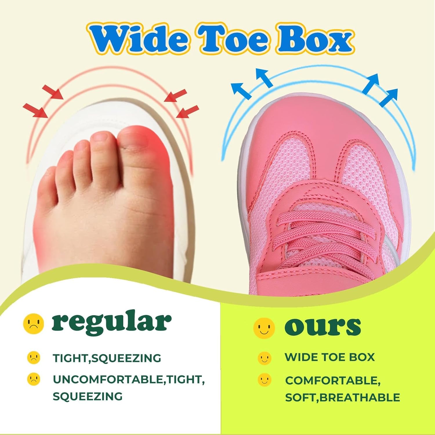 Boys Wide Toe Box Sneakers Girls Tennis Running Shoes Breathable Walking Trainers for Kids - Image 2