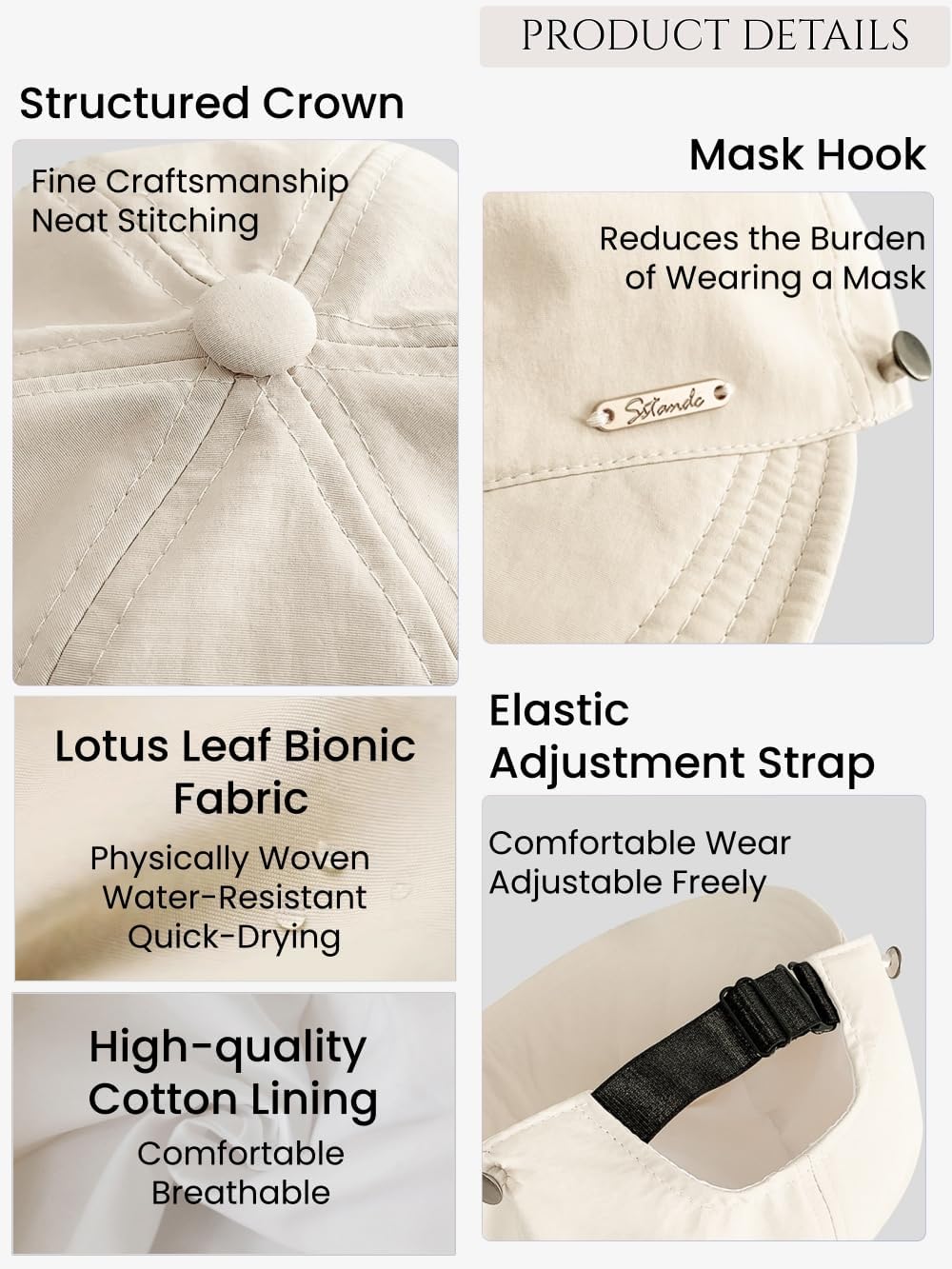 Wide Brim Sun Hat for Women, UV Protection Baseball Cap, Adjustable Foldable Quick Dry Cap for Outdoor Beach Travel