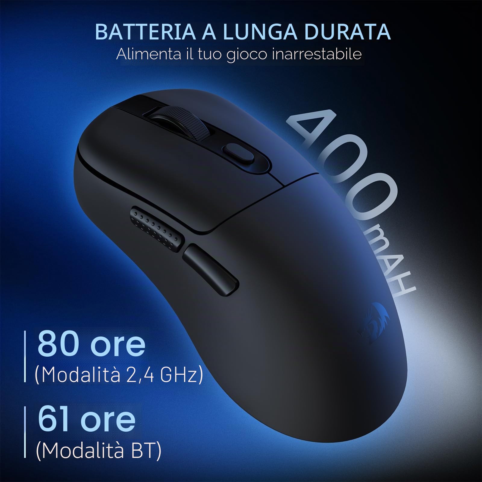 Redragon M998 Mouse Gaming Senza Fili Dock Ricarica RGB 24K DPI | Dock ricarica magnetico RGB, 24000 DPI, 6 pulsanti programmabili, connessione BT/2.4G per PC/Mac