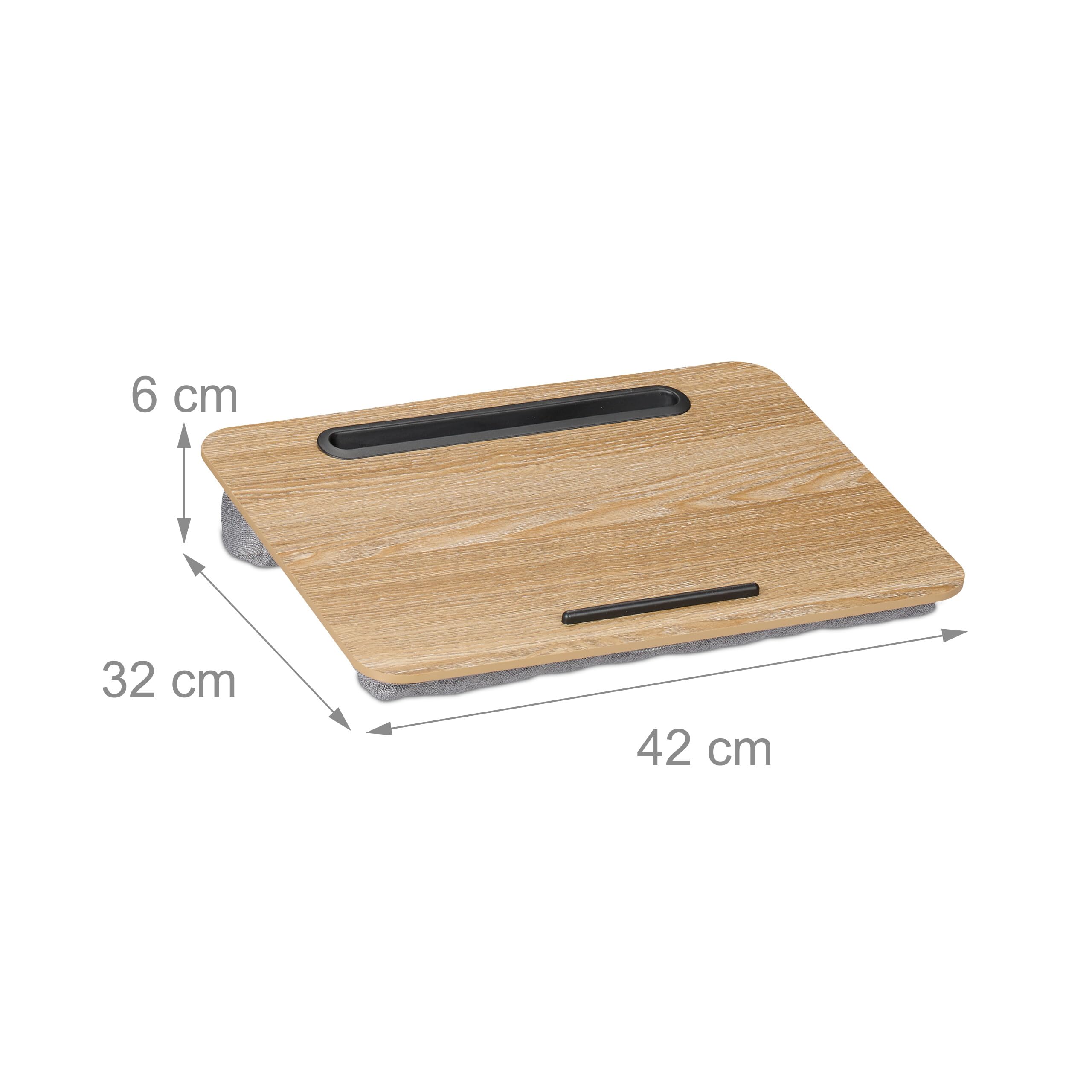 Relaxdays Cuscino Porta PC da Letto, Supporto Computer Portatile da Divano, Spazio per Tablet o Cellulare, LxP: 42x32 cm