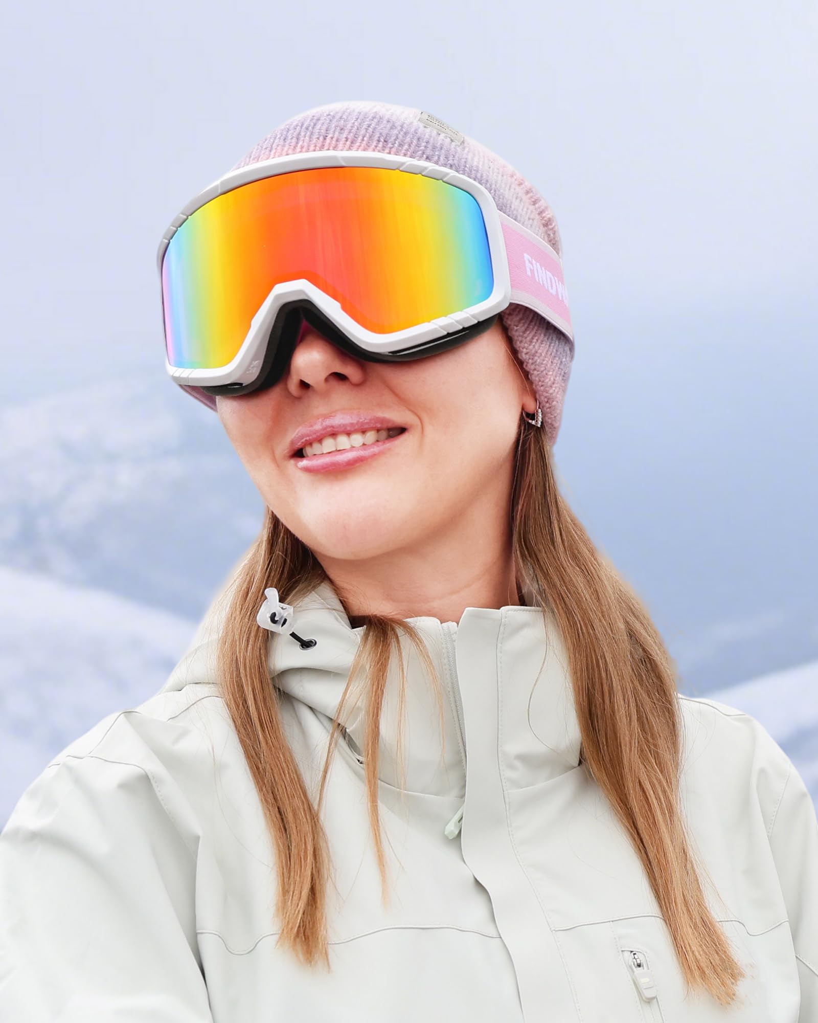 Findway Maschera da Sci, Occhiali da Sci per Uomo Donna Teenager OTG Maschere Sci, 100% Anti-UV Maschera Sci, Anti Nebbia, Adatto a Snowboard, Motocross e Altri Sport Invernali