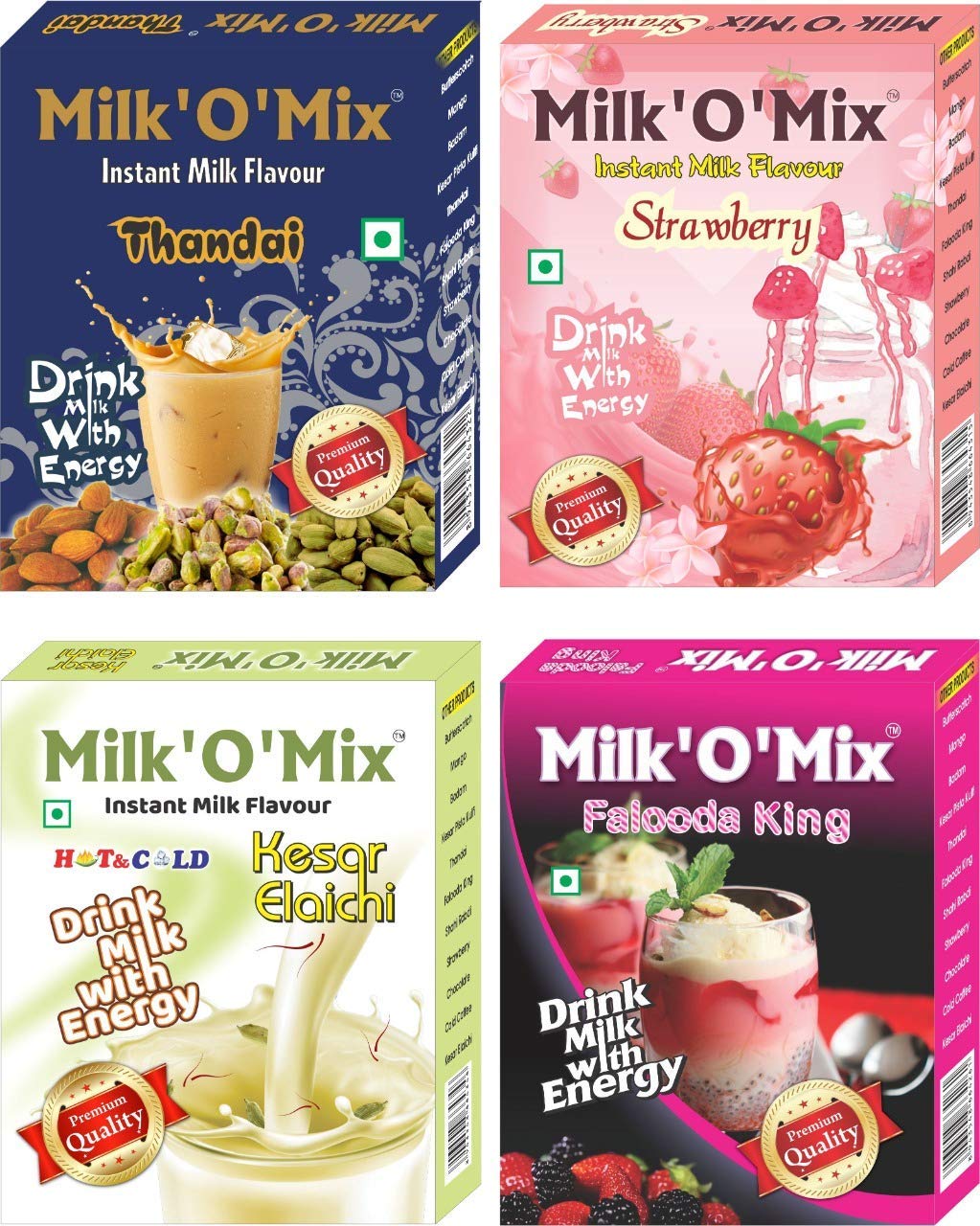 Milky様おまとめ③ Milk'O'Mix Thandai/Strawberry/Kesar Elaichi and Flalooda King