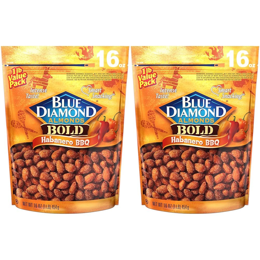 Blue Diamond Almonds, Bold Habanero BBQ, 16 Ounce (Pack of 2)