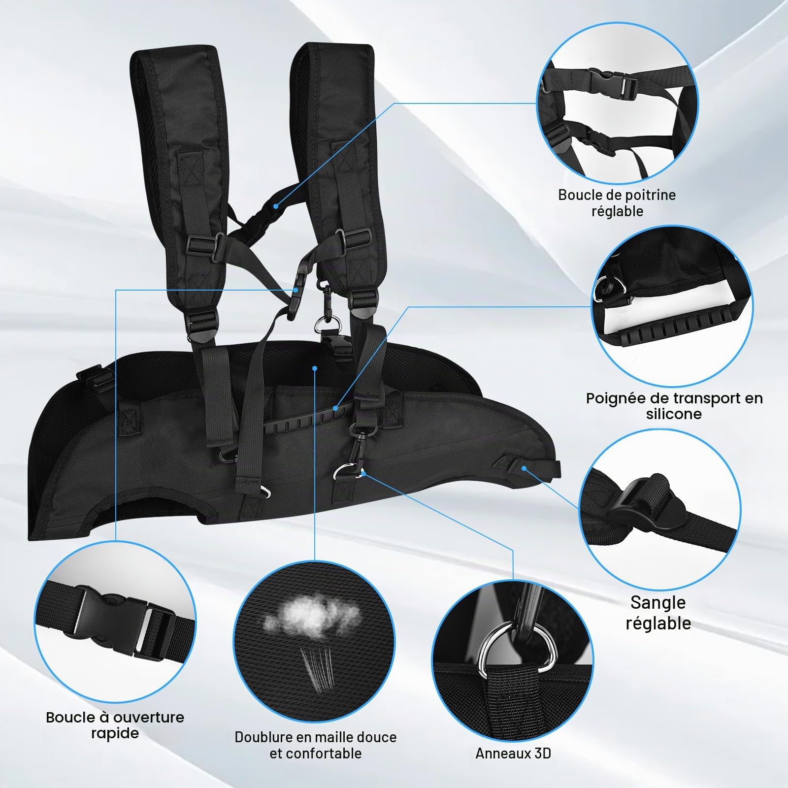 Harnais de levage pour grands chiens, sac à dos d'urgence, sac à dos pour chien, avec poignées, soutien de sécurité pour personnes handicapées, blessés ou chiens âgés de taille moyenne L
