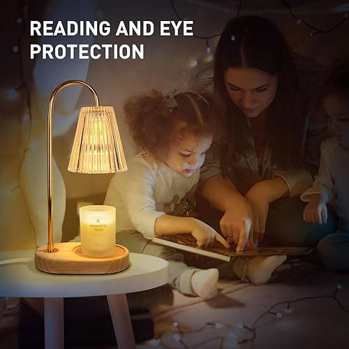 Miniatura 6 de Lámpara calentadora de velas eléctrica con fragancia con 2 bombillas, temporizador y regulador de intensidad de 4 niveles, compatible con todas las