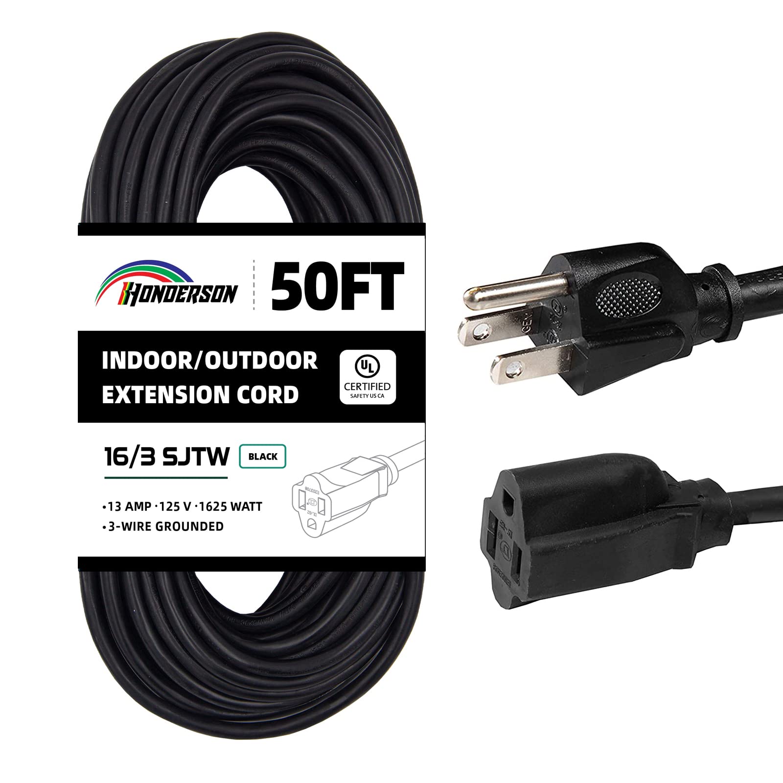 100 Ft Outdoor Extension Cord-Weatherproof 16/3 SJTW Durable Green Extension Cable with 3 Prong Grounded Plug for Safety- Great for Christmas Decoration and Landscaping Lights