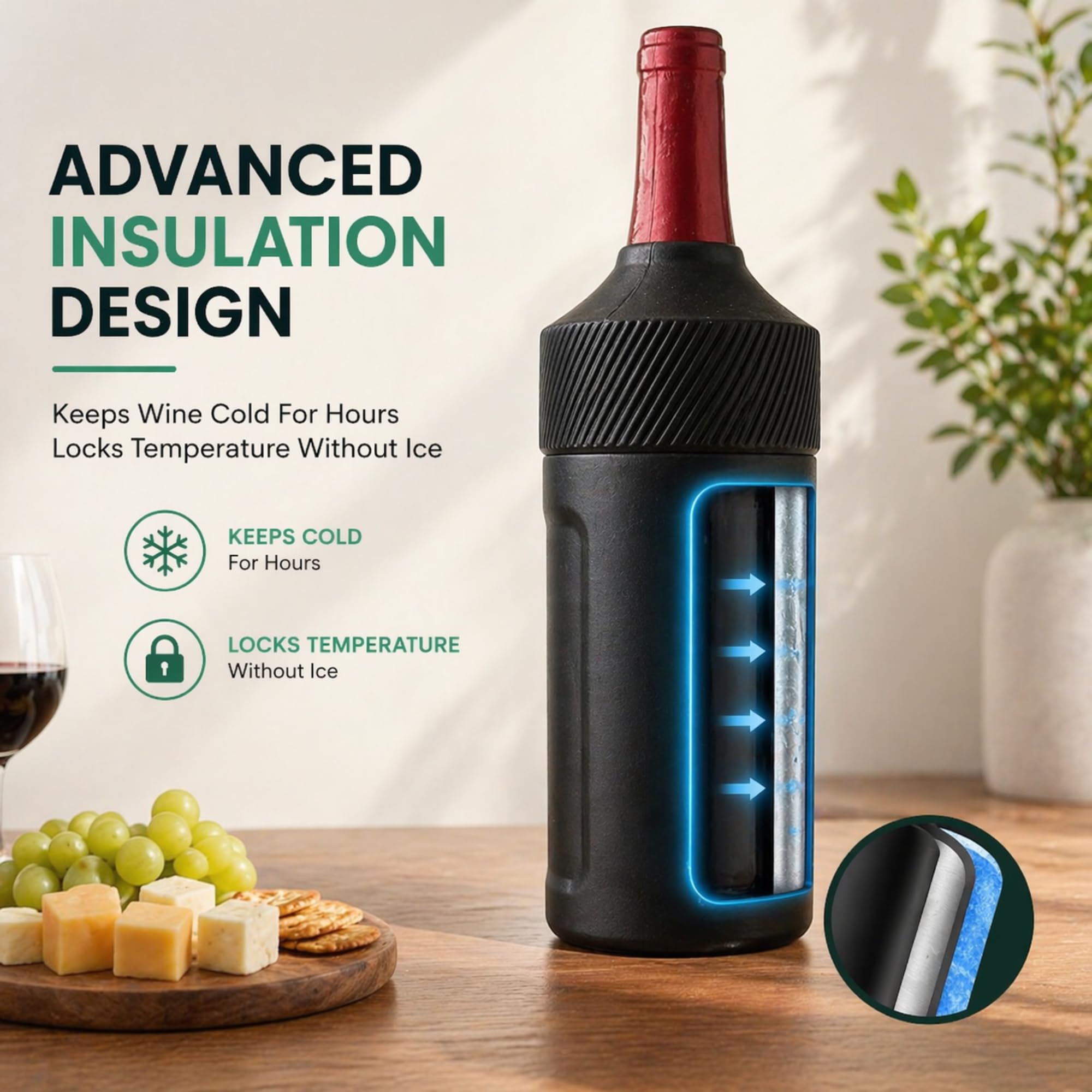 Wine Bottle Cooler Sleeve | Portable Bottle Chiller for Wine Lovers | Insulated Wine Cooler for Outdoor & Indoor Use | Wine Cooler by Vondra — Amazon image 5