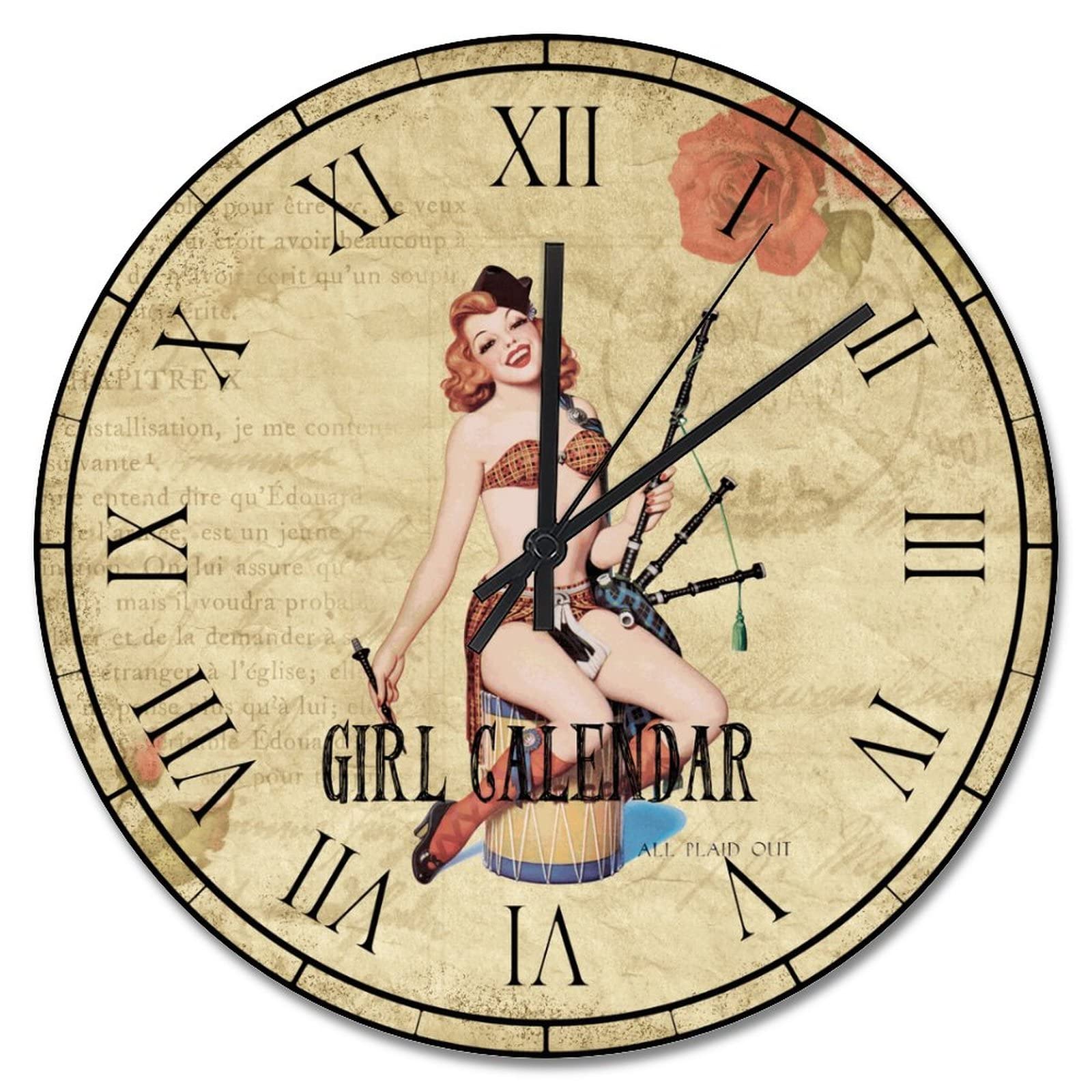 Horloge murale en bois silencieuse de 38cm style antique pour chambre