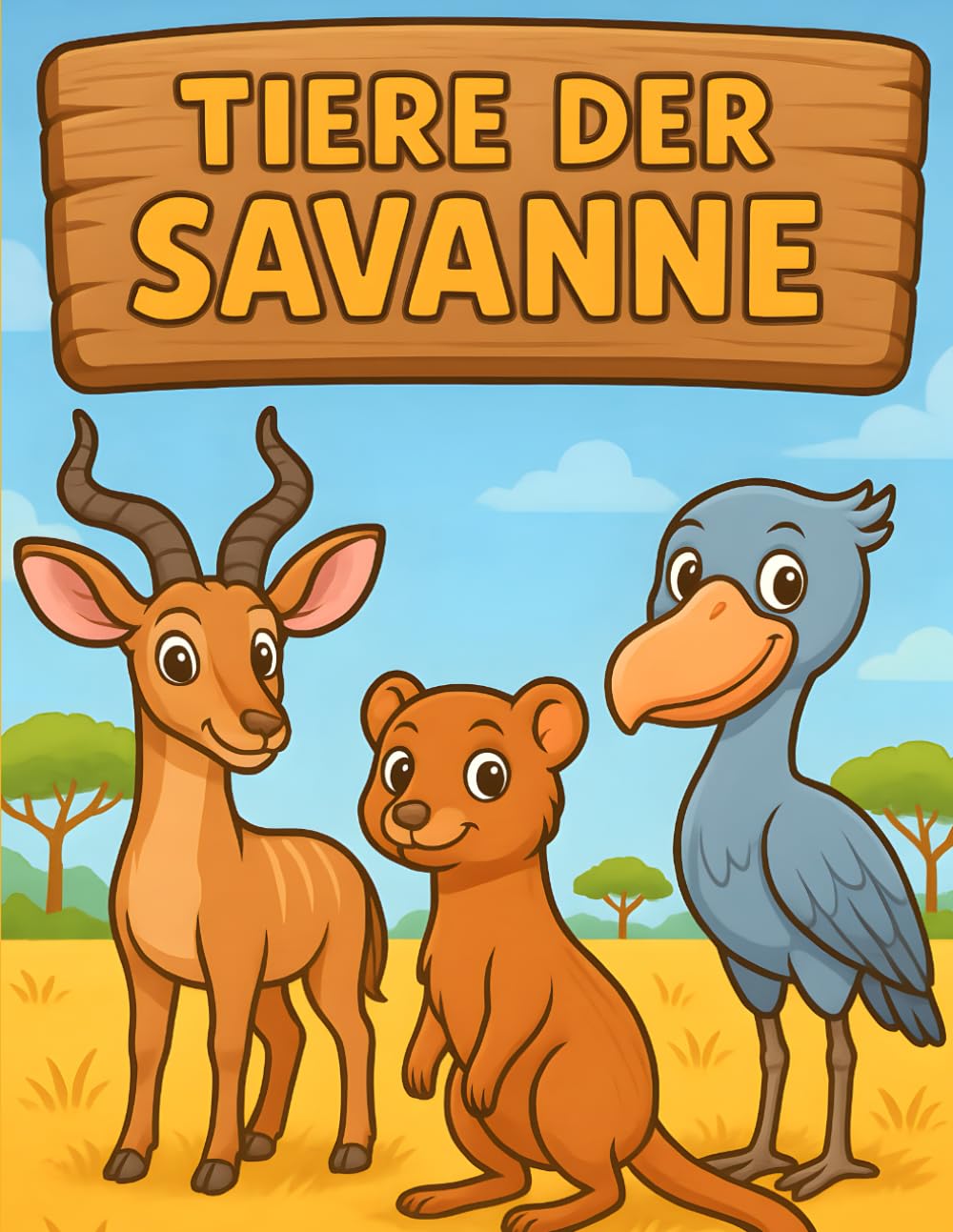 Tiere der Savanne: Lustiges Ausmalbuch mit süßen Savannentieren- 32 liebevoll gestaltete Ausmalbilder für Kinder (C. Kauffel Creative Works - Malbücher für Kinder)