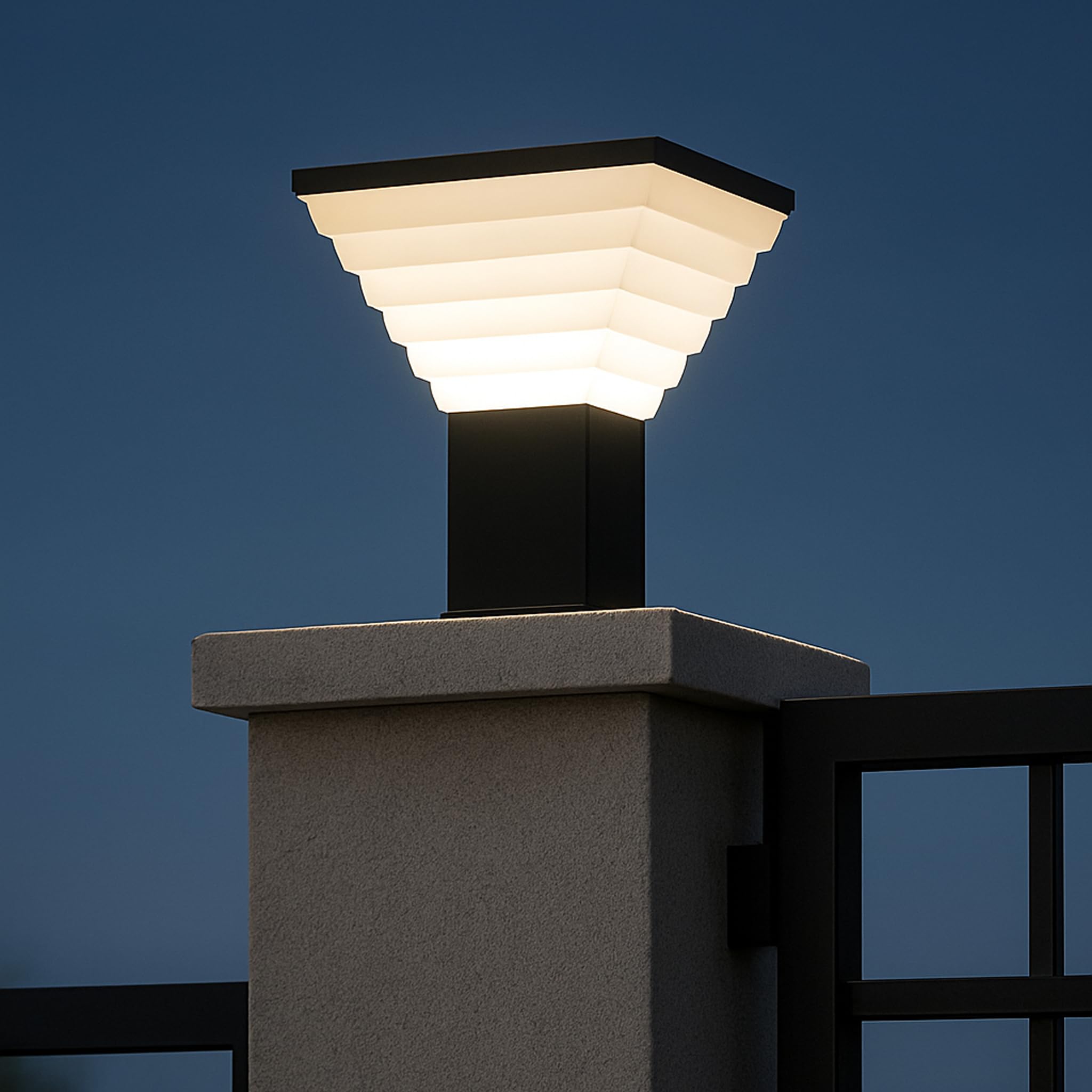 WHITERAY Metal and Polycarbonate Gate Light Waterproof Pillar Lamp Outdoor Decor Garden Lighting Pole Mount Exterior Fixture for Home Entrance Patio Compound Boundary (Bulb Not Included)