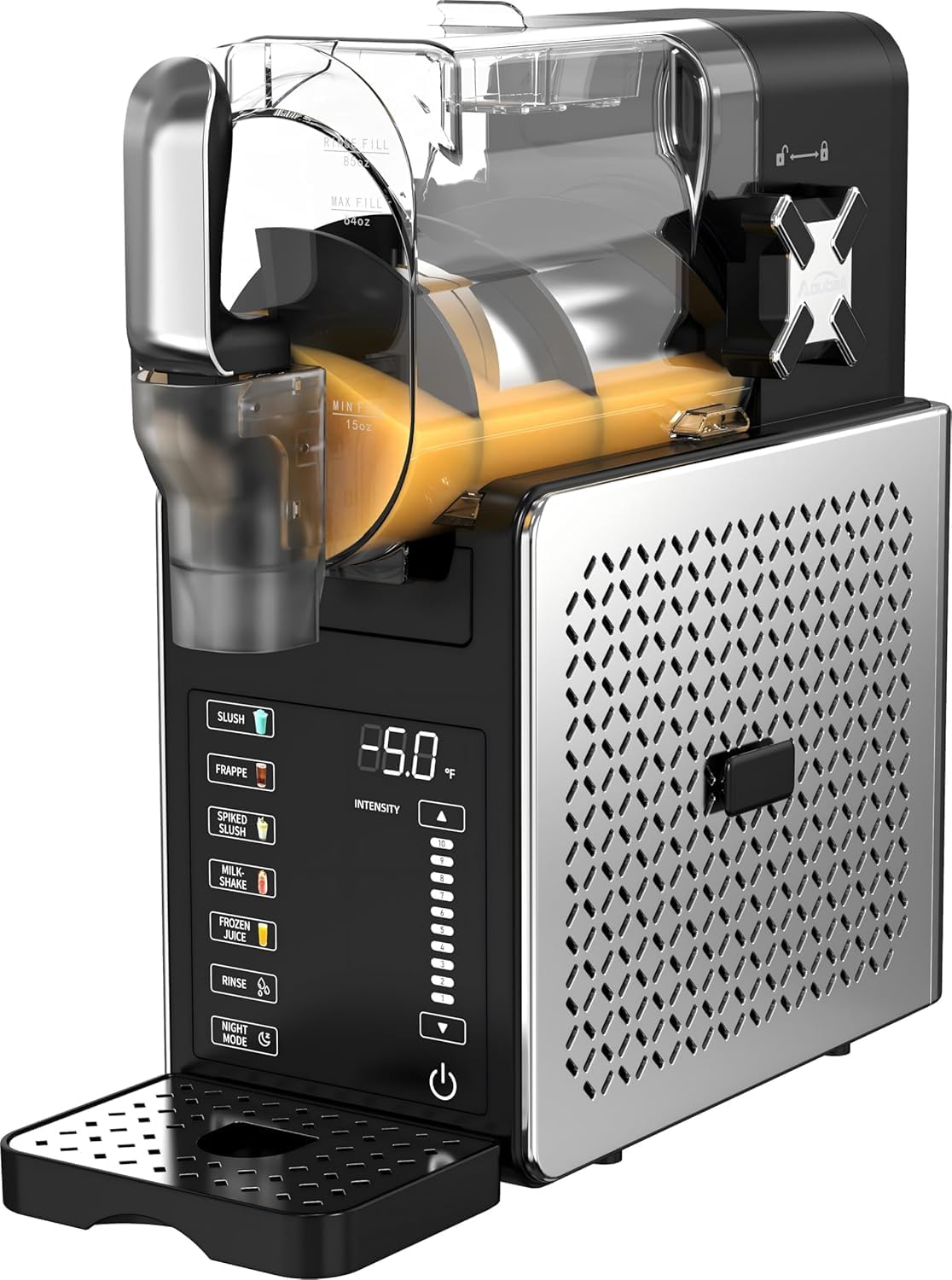 Slushmaschine 1,9L für Zuhause & Bar – 5 Automatikprogramme, LED-Display, Selbstreinigung, leiser Betrieb, 400ml Auffangschale, hält Slushies bis zu 12h kühl, ideal für Cocktails, Milchshakes