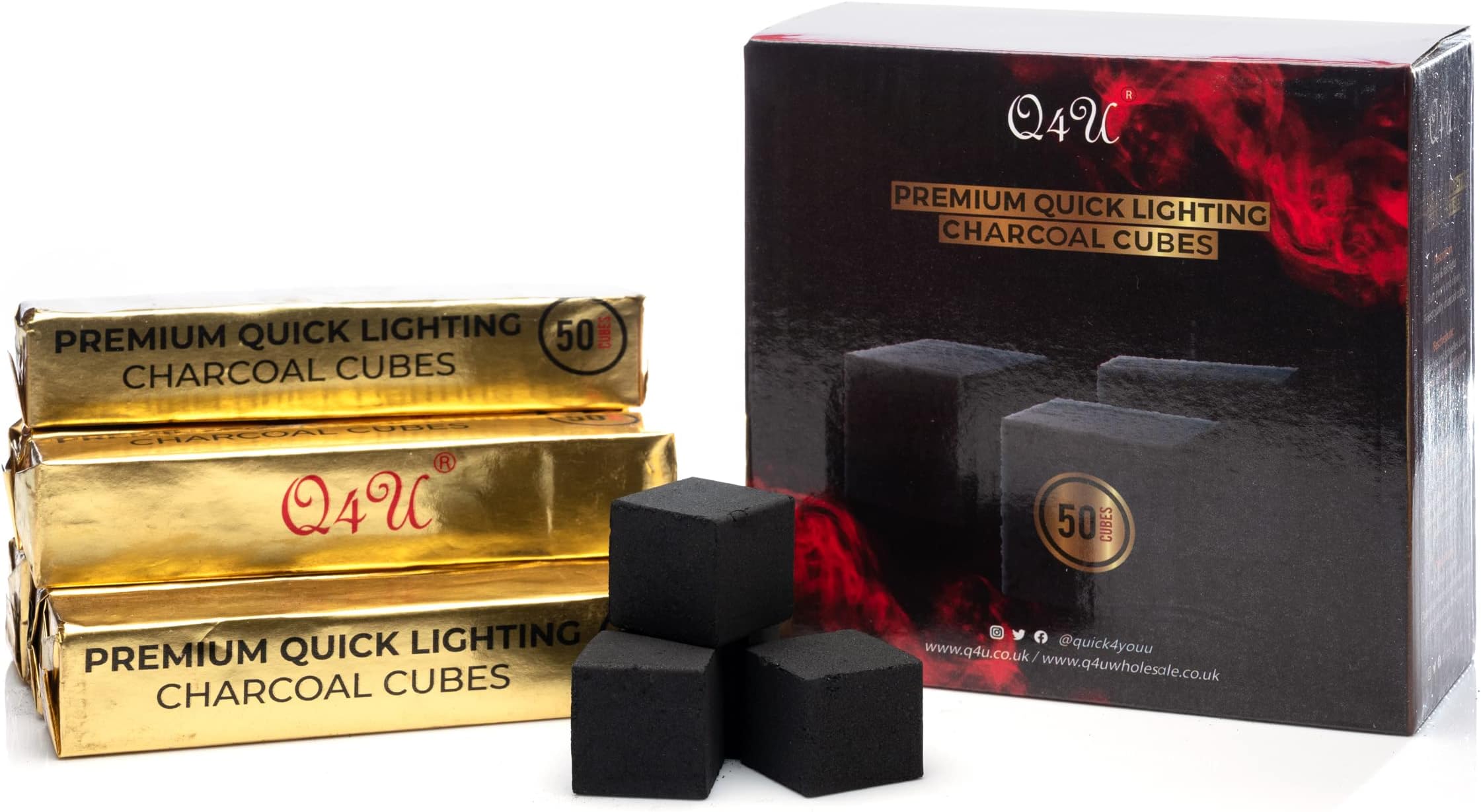 Quick Light Charcoal Coal Premium Quick Light Charcoal Coal 50 Cubes 10 roll (25mm Cubes)